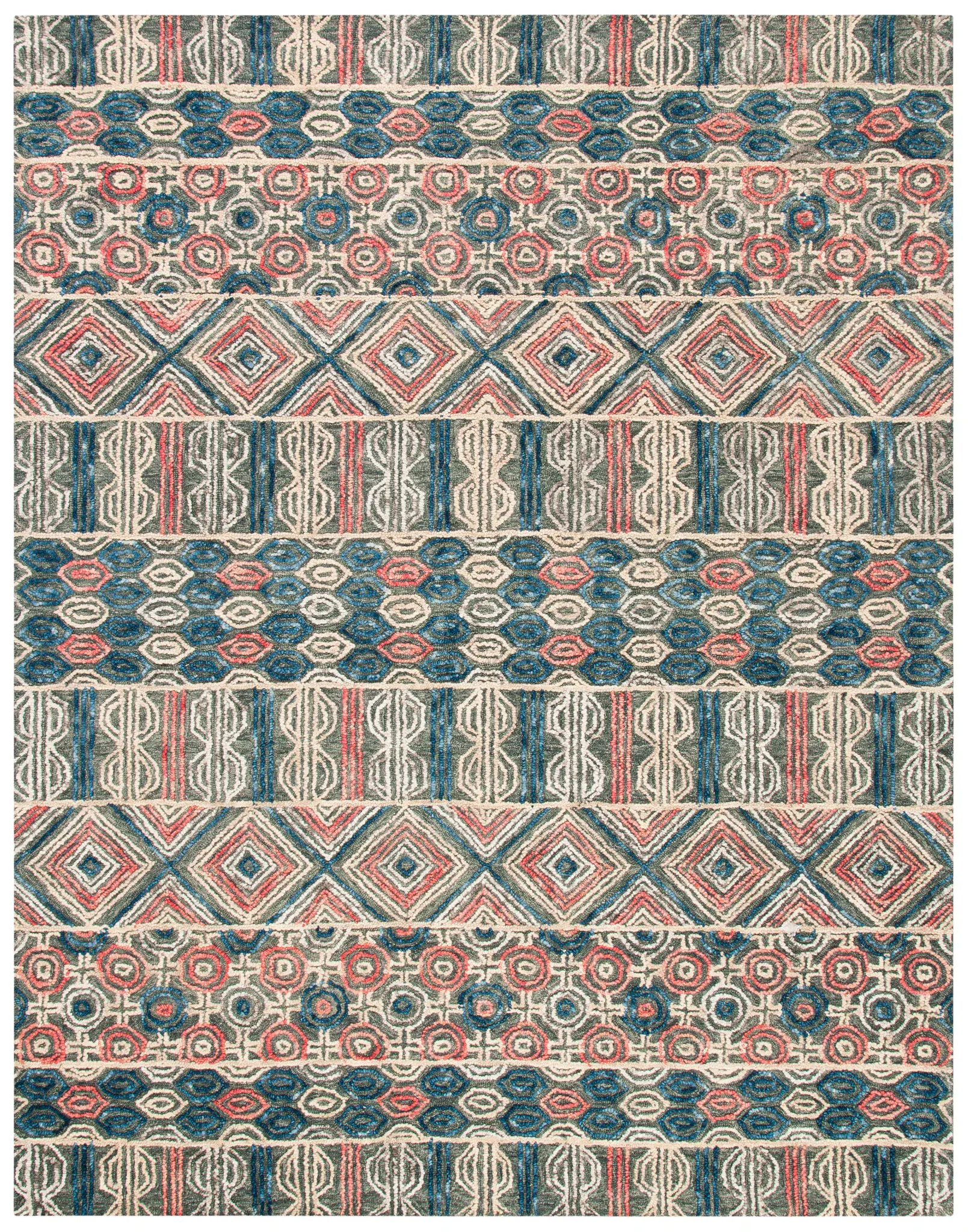 Trace Banded Tribal Hand-Tufted Wool Rug