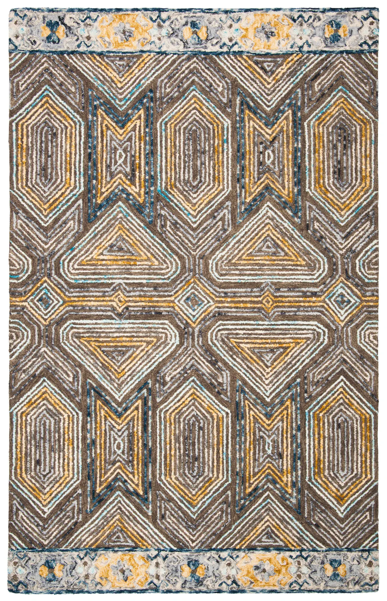 Trace Nested Geometric Hand-Tufted Wool Rug