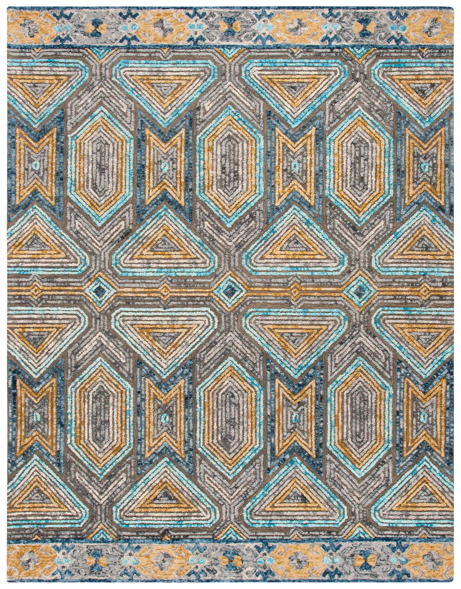 Trace Nested Geometric Hand-Tufted Wool Rug