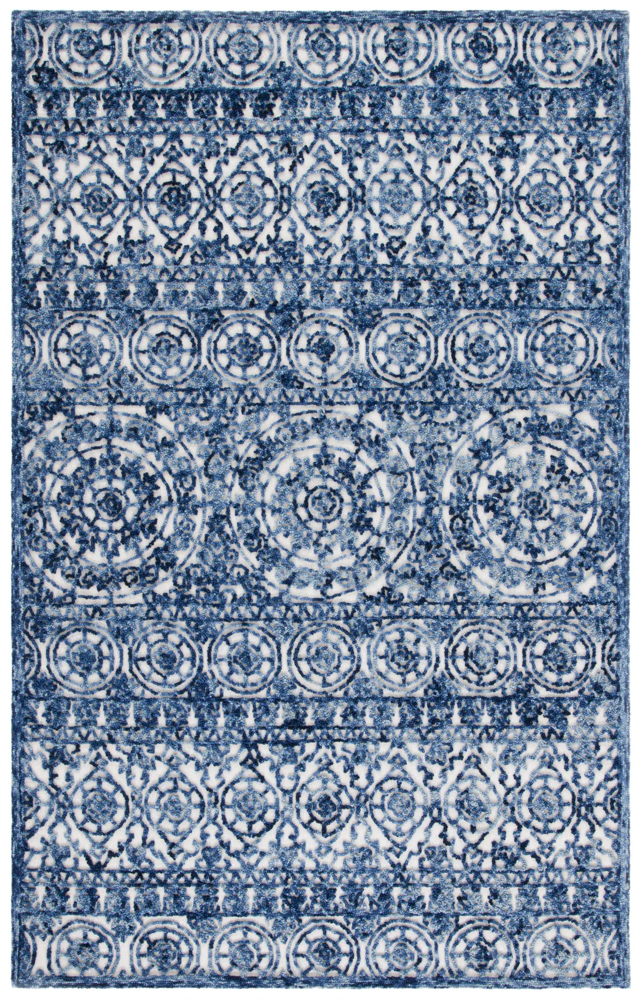 Trace Banded Medallion Hand-Tufted Wool Rug