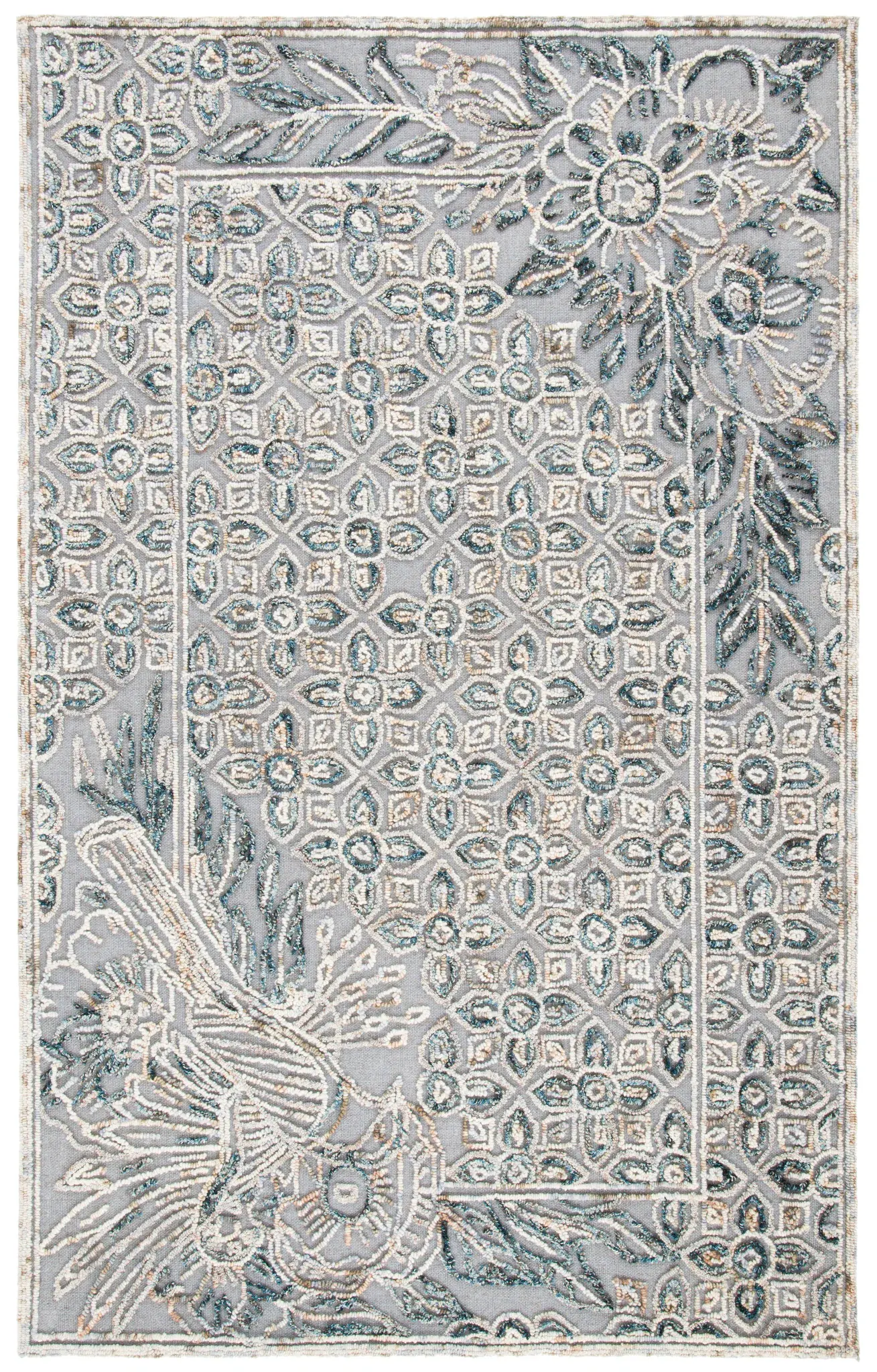 Trace Floral Bird Hand-Tufted Wool Rug