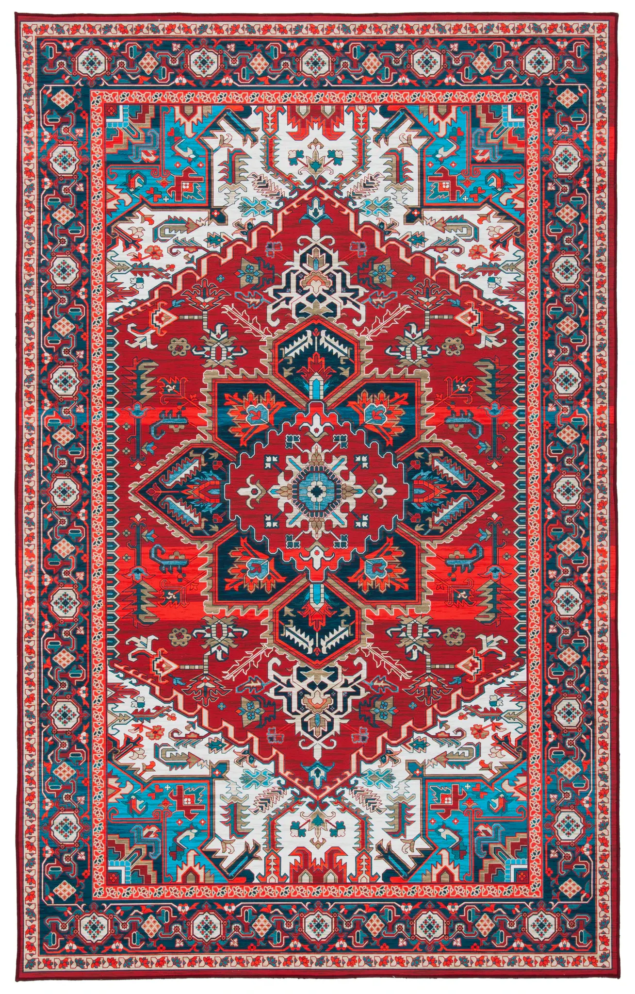 Tucson Traditional Layered Star Medallion Washable Rug