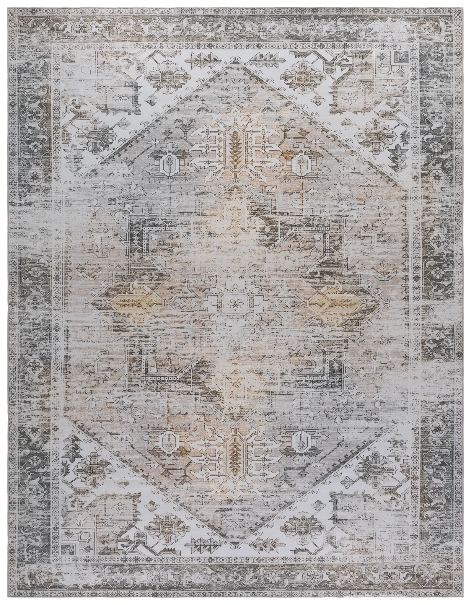 Tucson Distressed Medallion Washable Rug