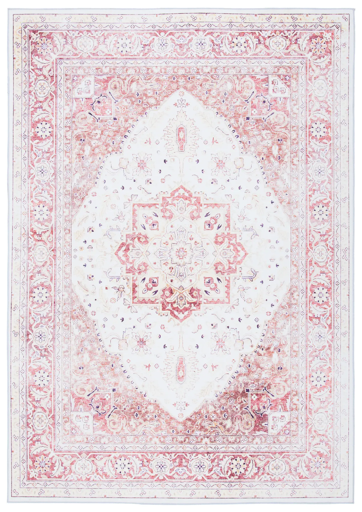Tucson Traditional Scalloped Medallion Washable Rug