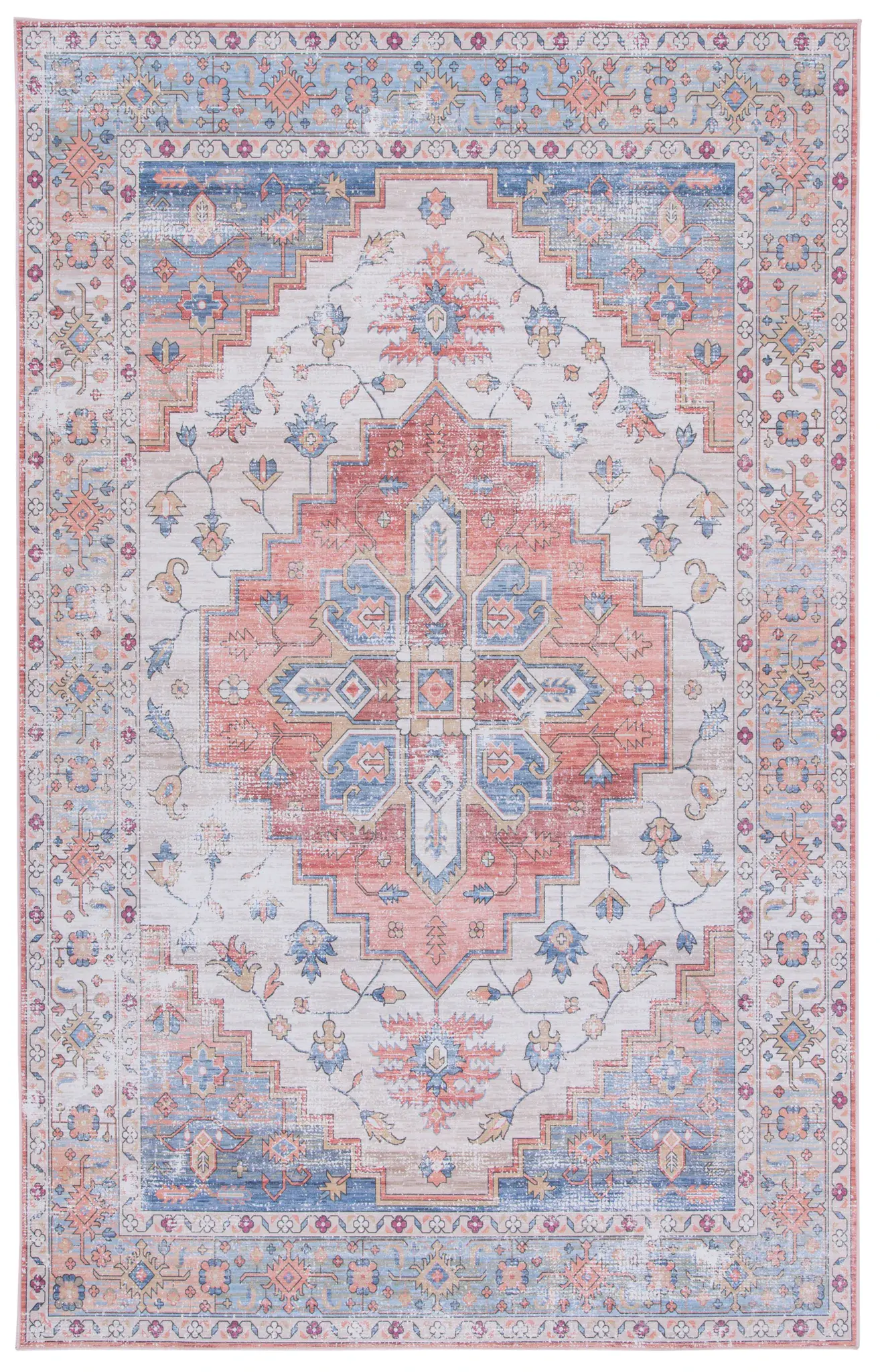 Tucson Southwestern Diamond Medallion Washable Rug