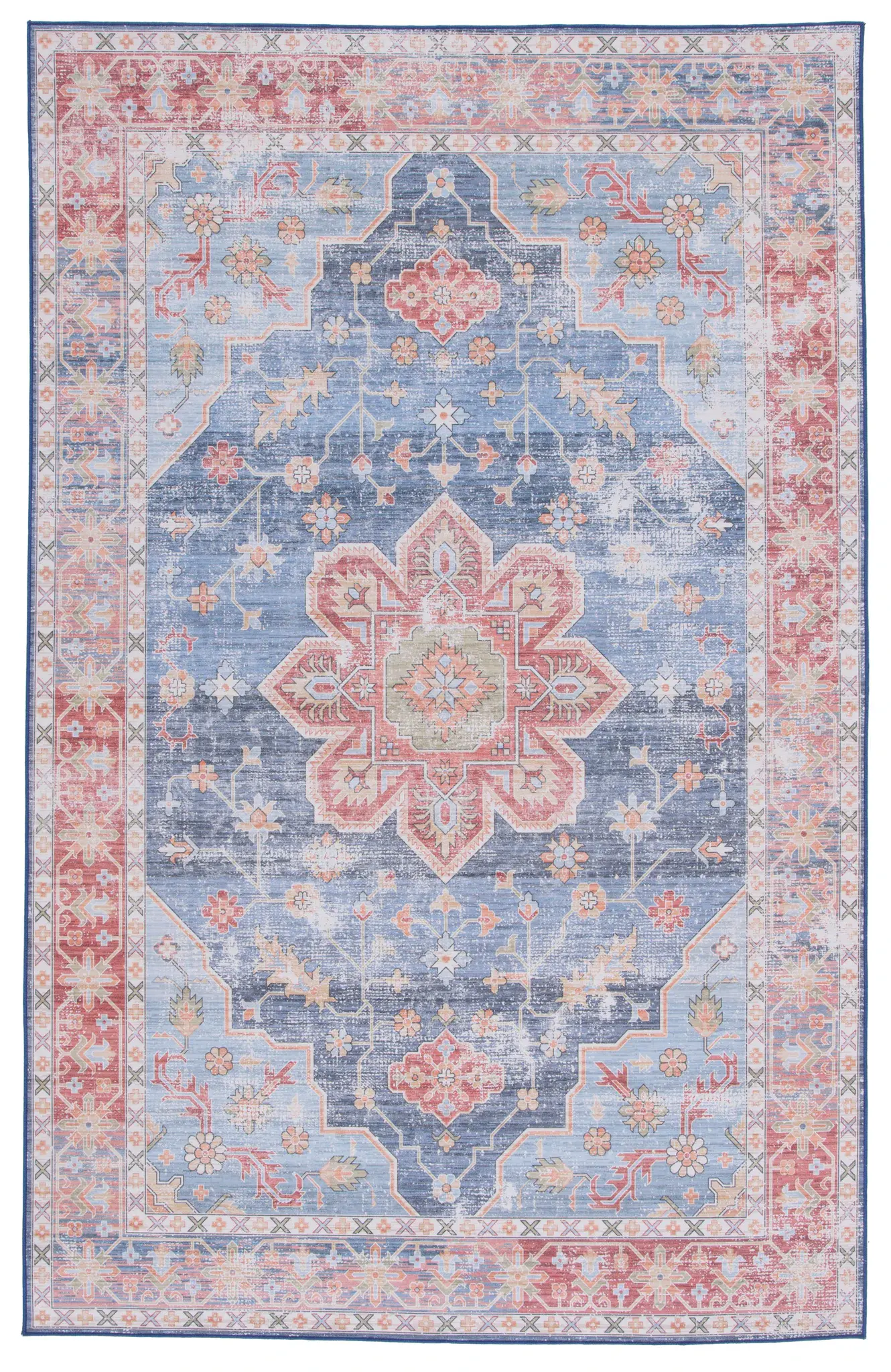 Tucson Distressed Star Medallion Washable Rug