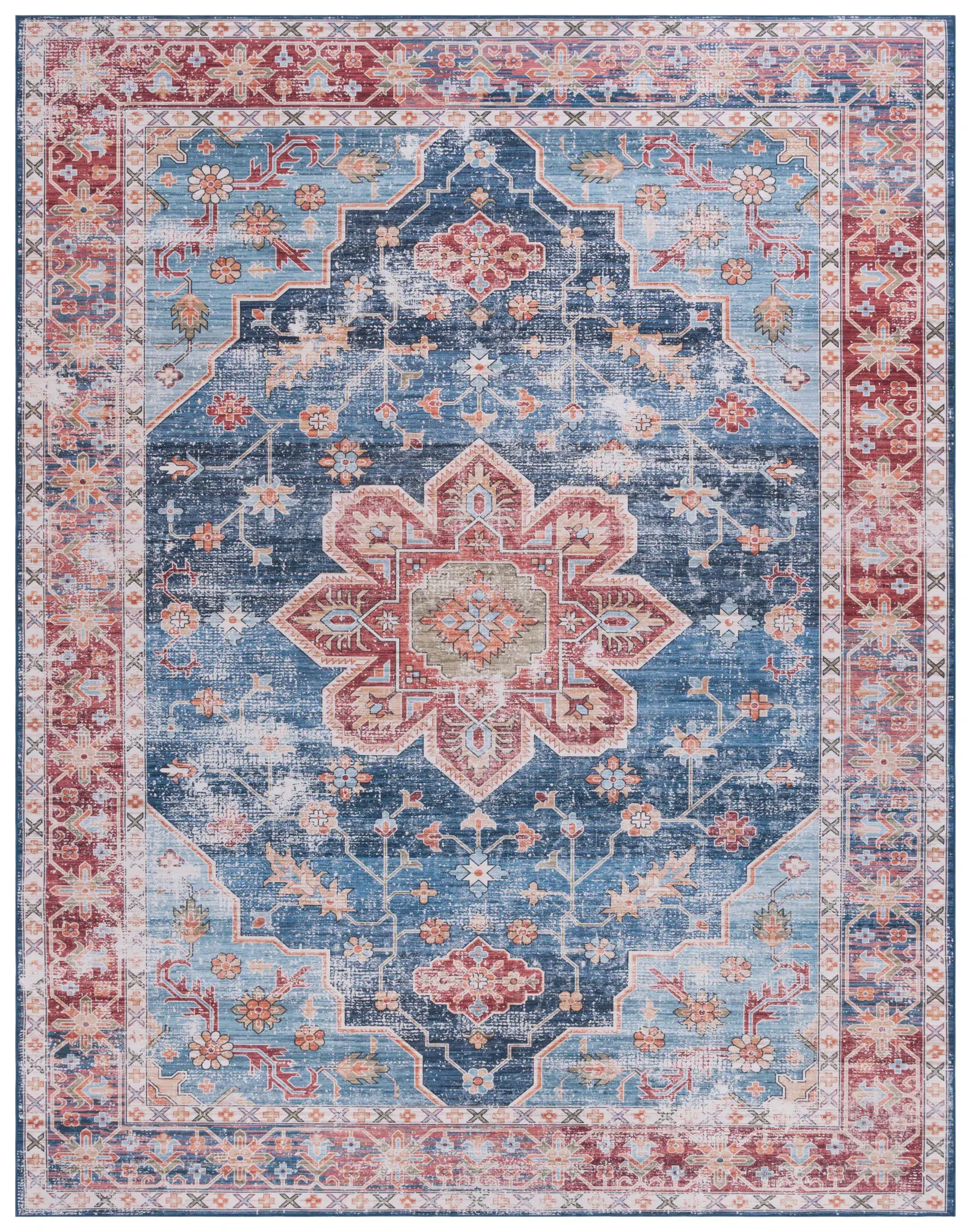 Tucson Distressed Star Medallion Washable Rug