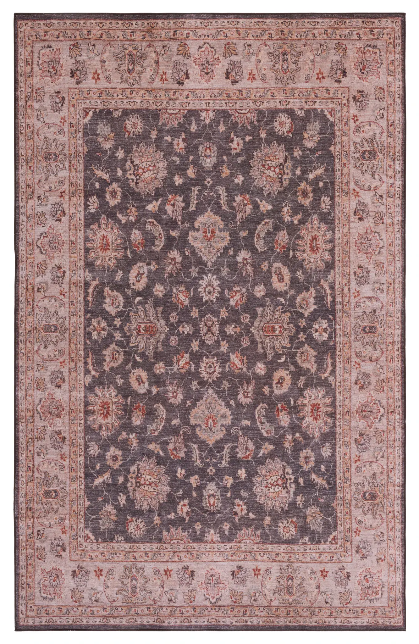 Tucson Floral Bordered Washable Rug