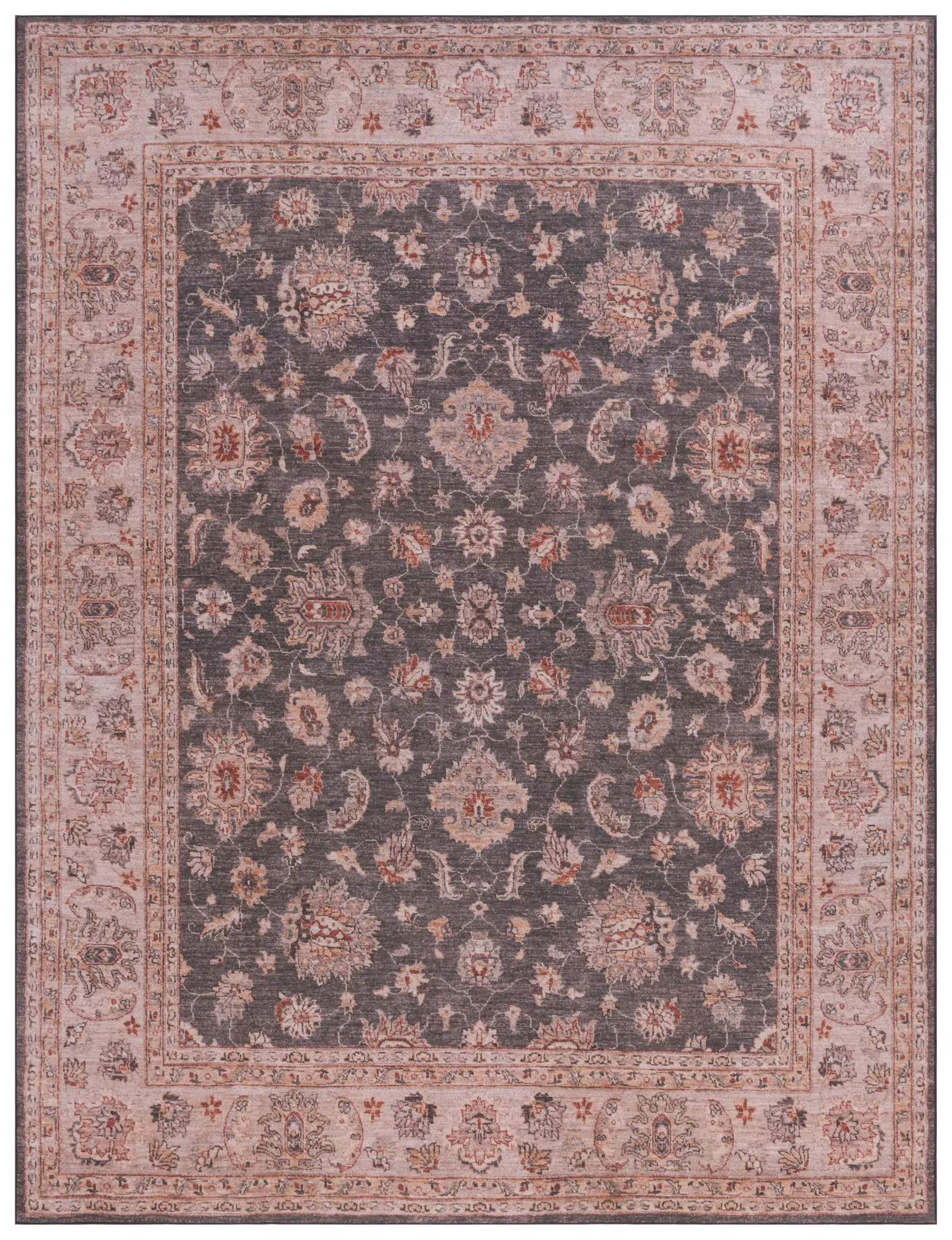 Tucson Floral Bordered Washable Rug