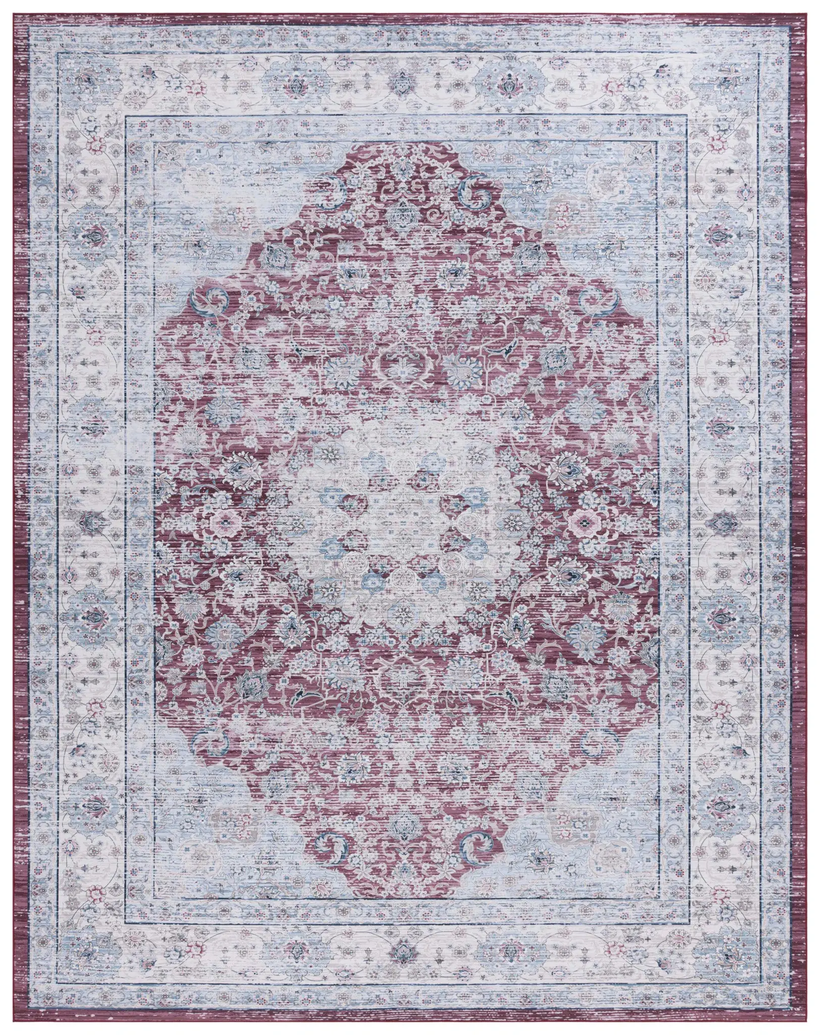 Tucson Distressed Oval Medallion Washable Rug