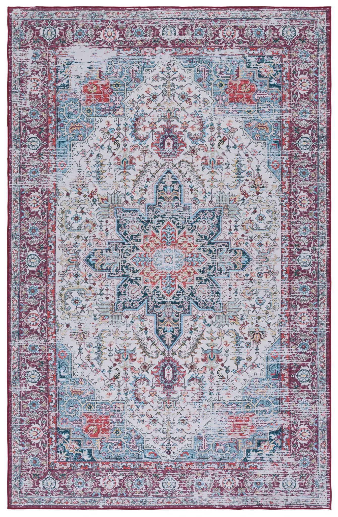 Tucson Distressed Tribal Medallion Washable Rug