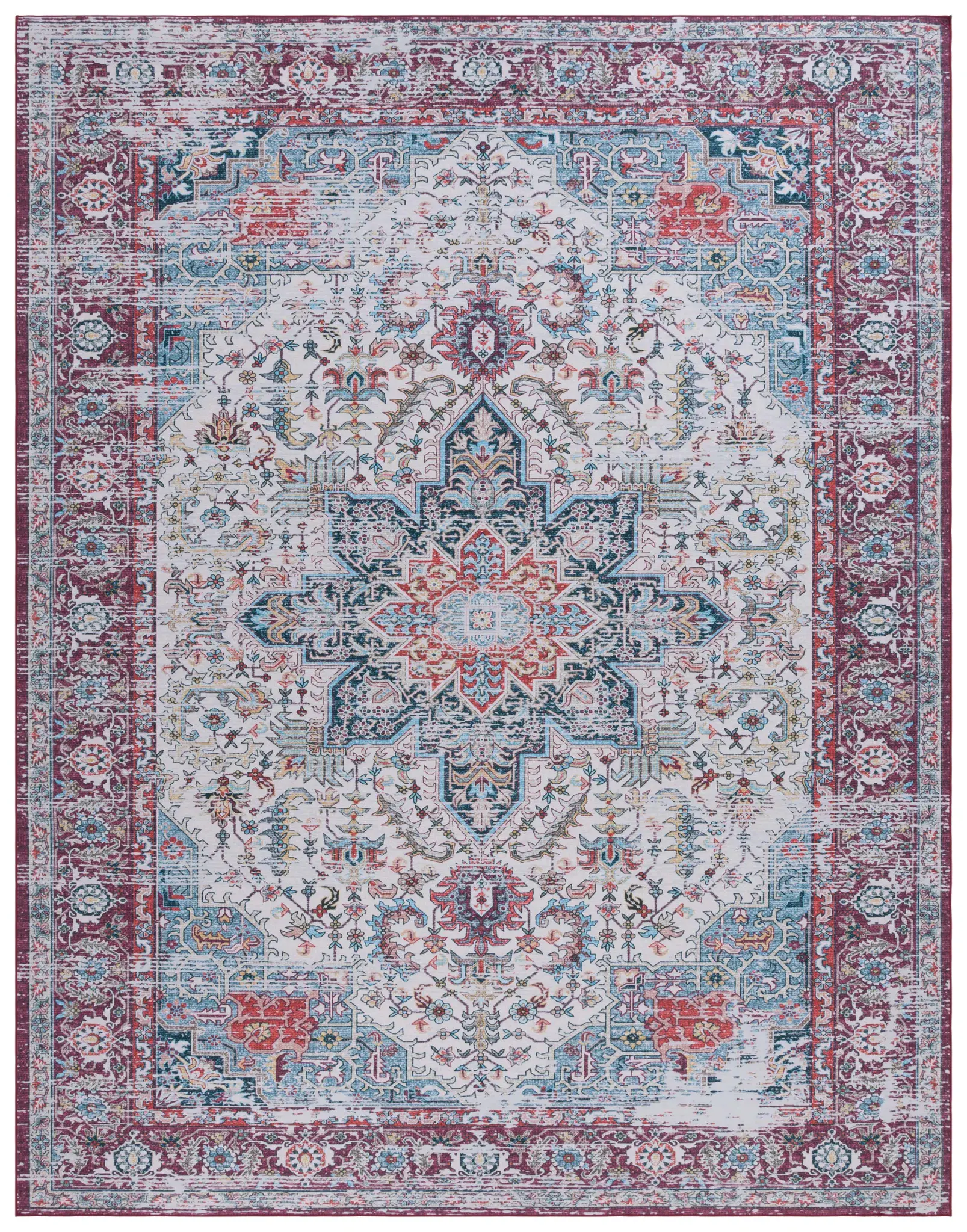 Tucson Distressed Tribal Medallion Washable Rug