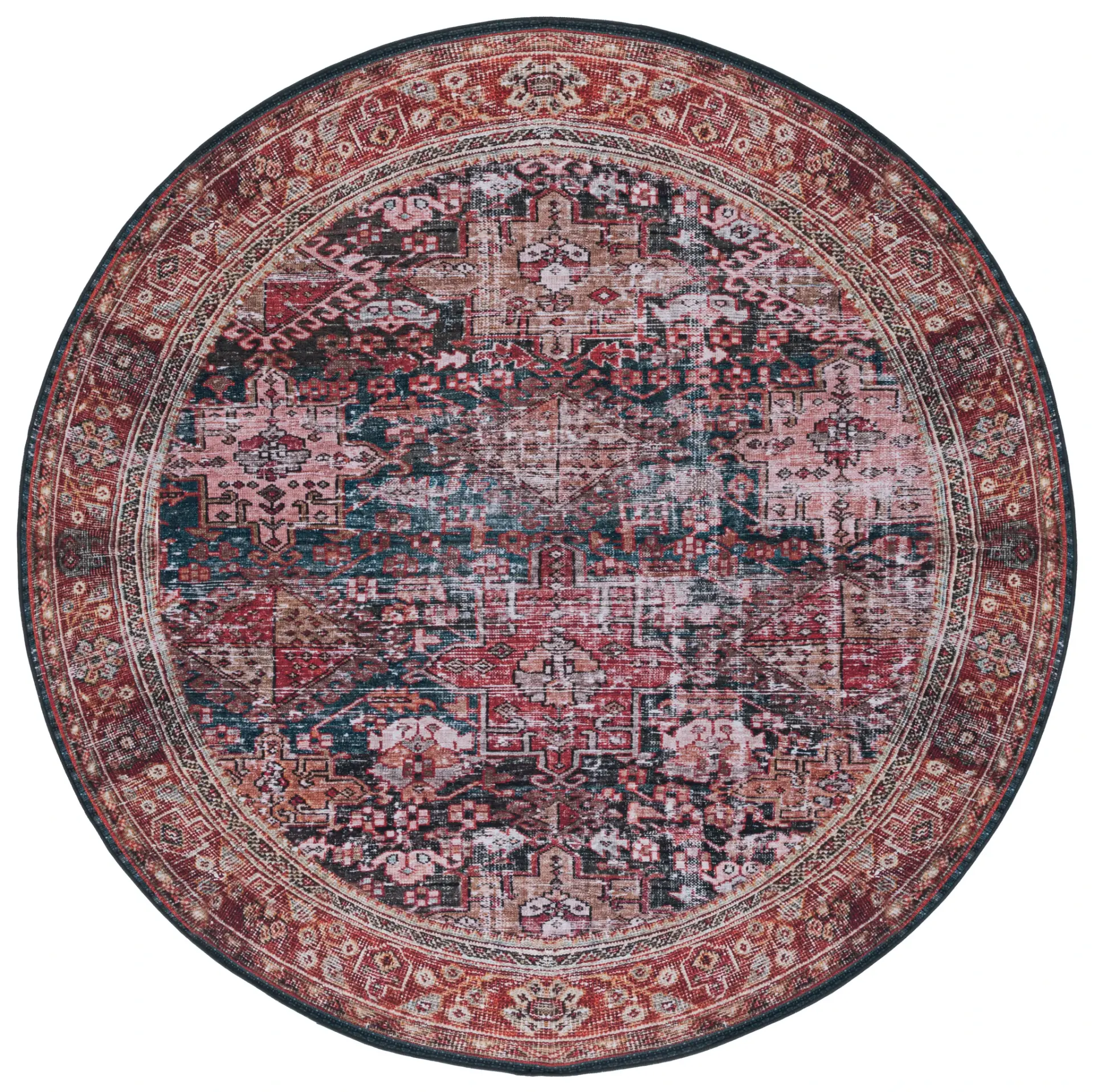 Tucson Traditional Medallion Washable Rug