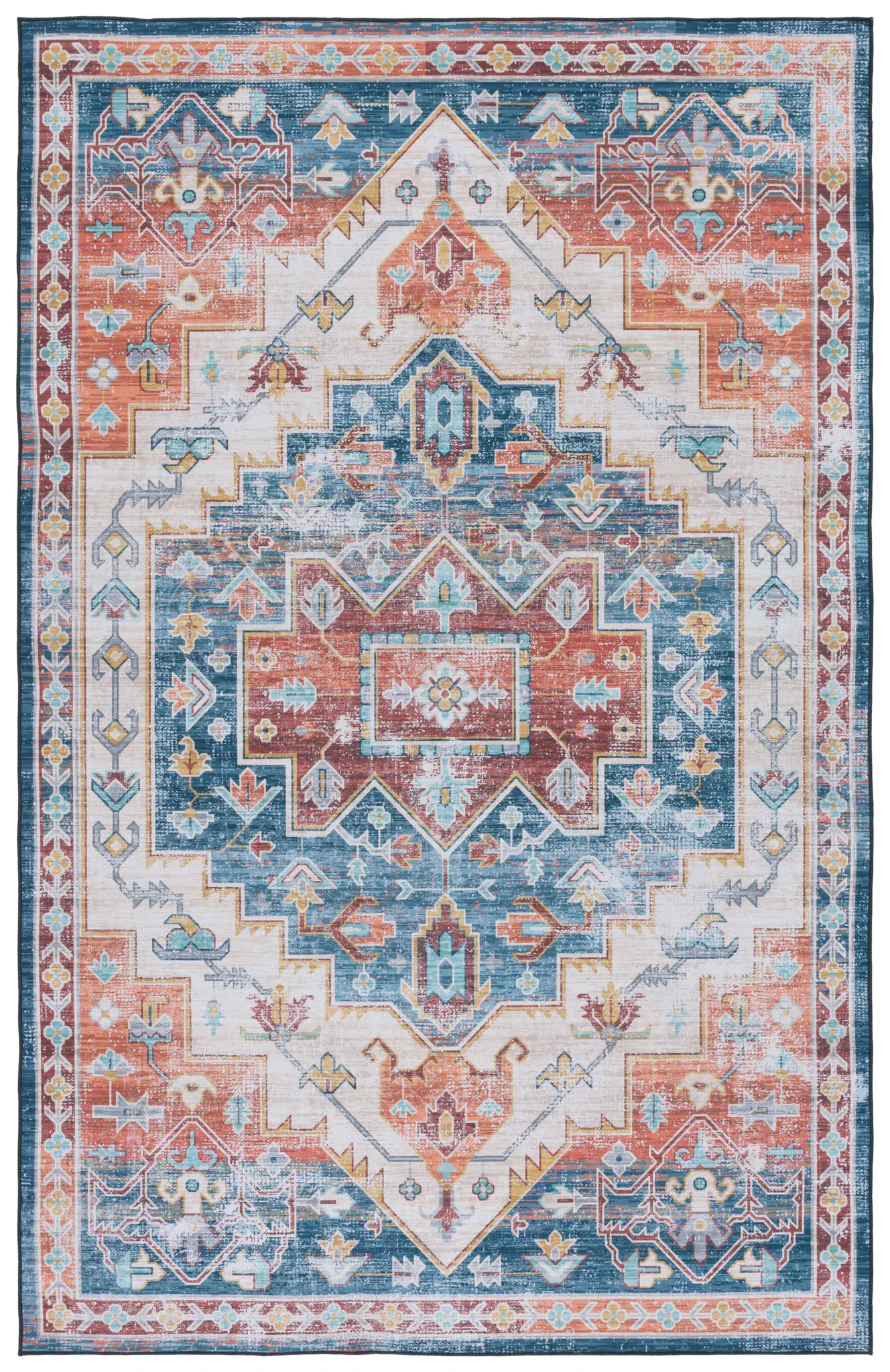 Tucson Geometric Medallion Washable Rug