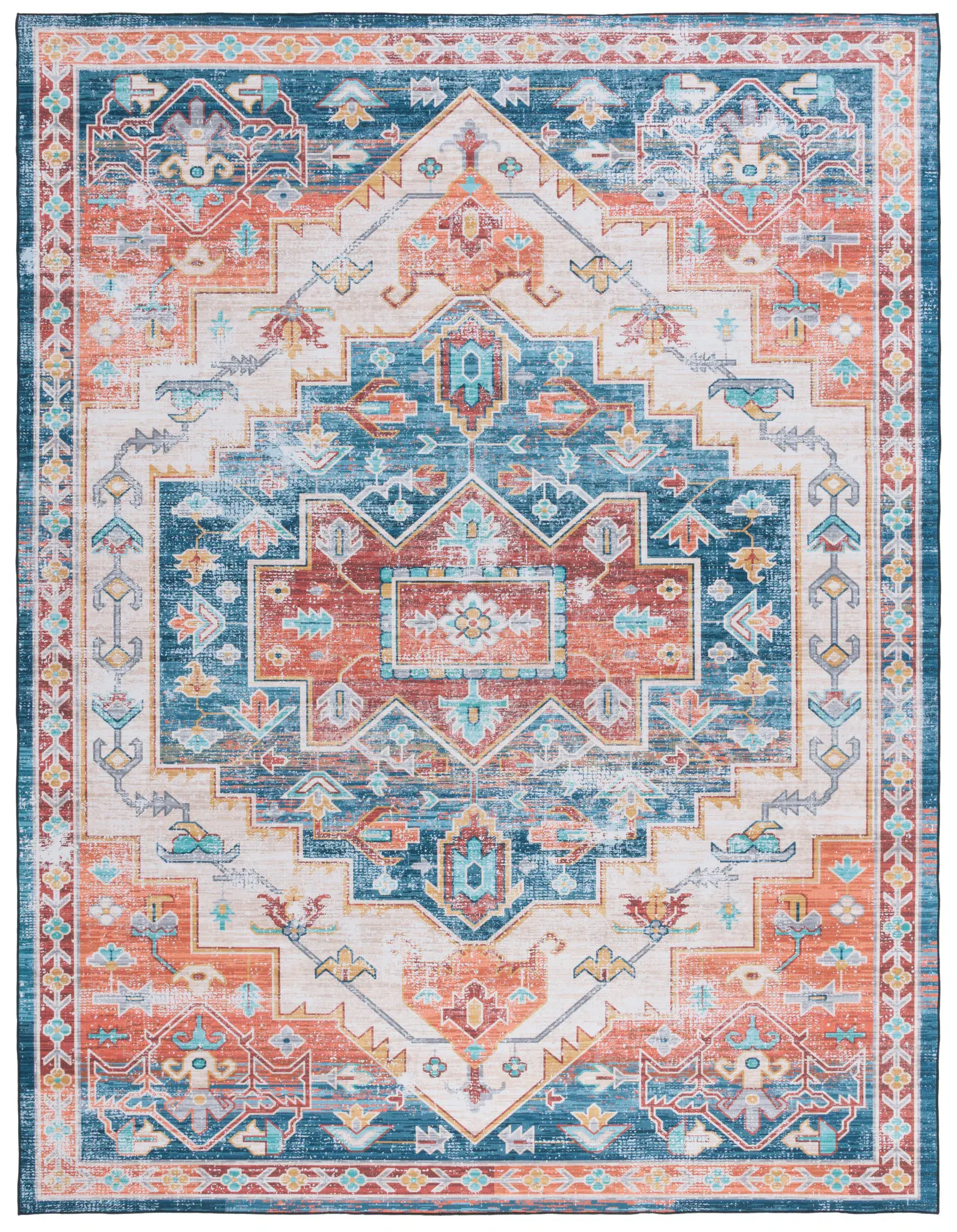 Tucson Geometric Medallion Washable Rug