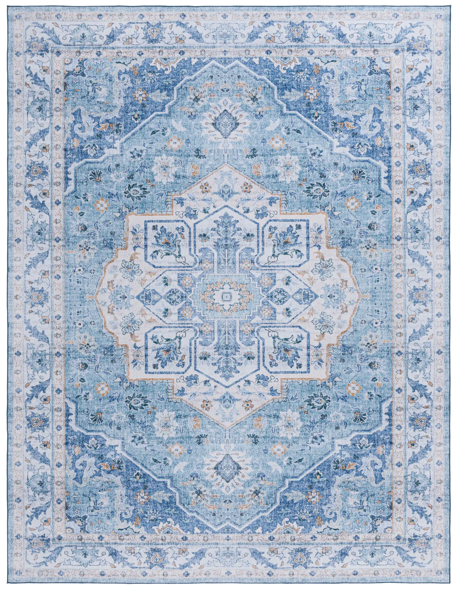 Tucson Framed Medallion Washable Rug