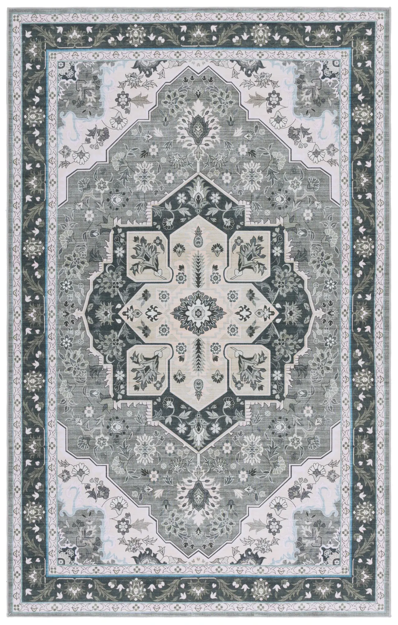 Tucson Framed Medallion Washable Rug