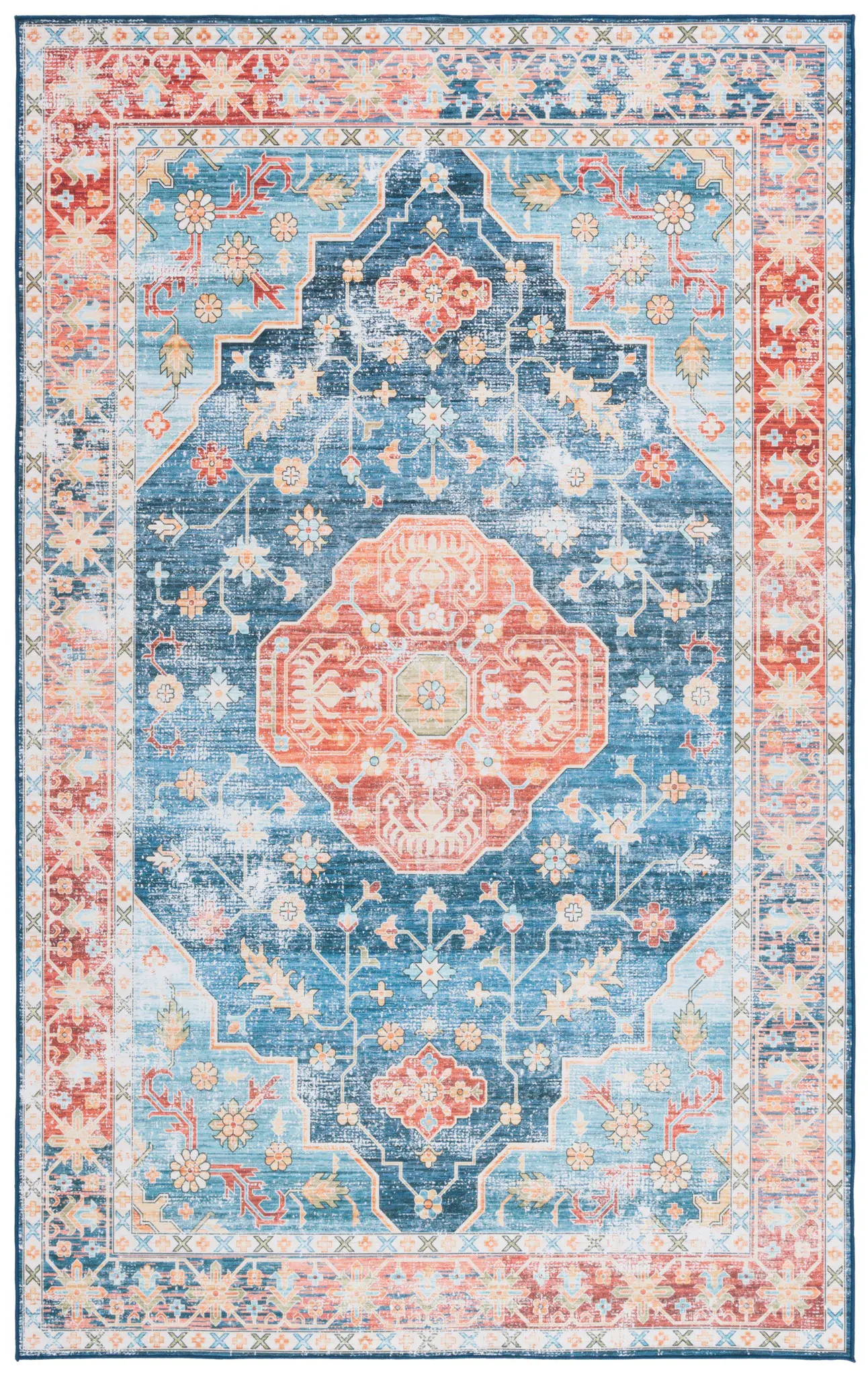 Tucson Distressed Octagon Medallion Washable Rug