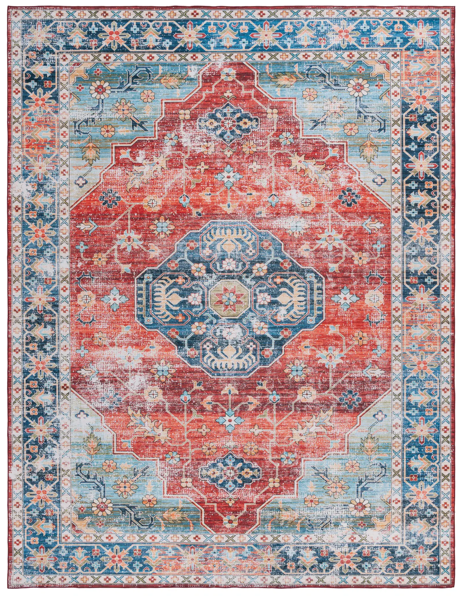 Tucson Distressed Octagon Medallion Washable Rug