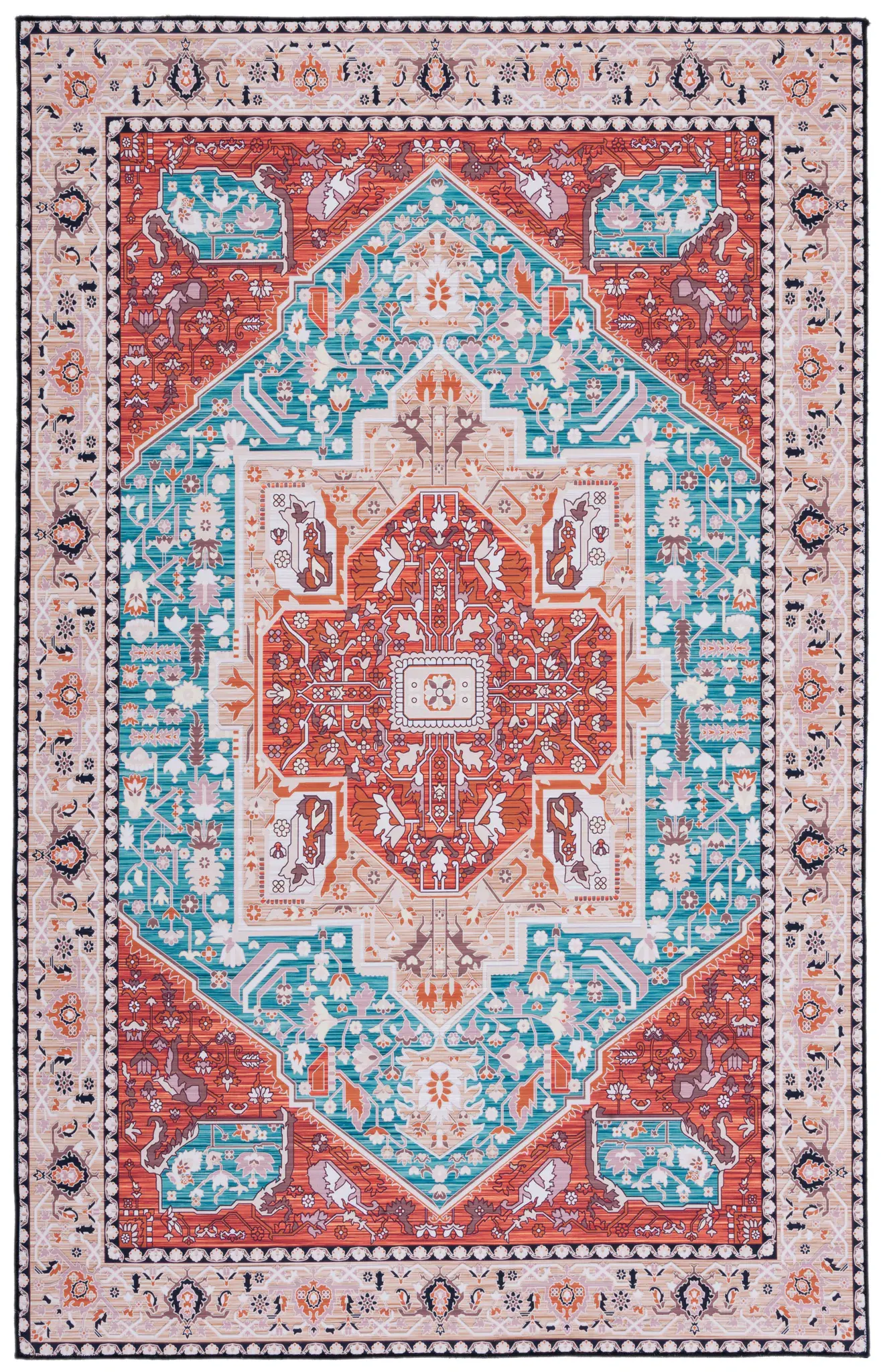 Tucson Geometric Hexagon Medallion Washable Rug