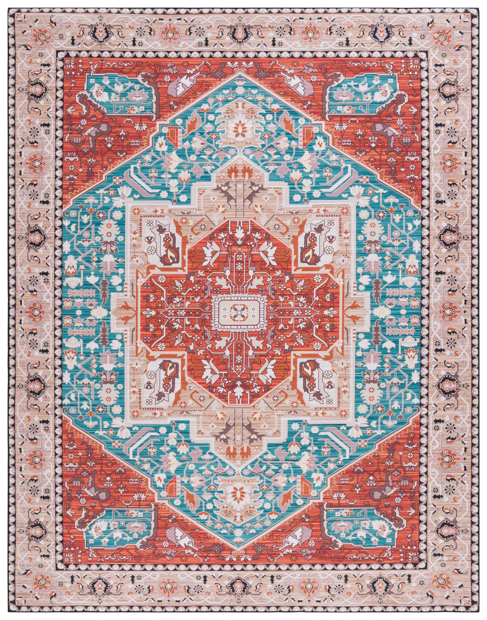 Tucson Geometric Hexagon Medallion Washable Rug