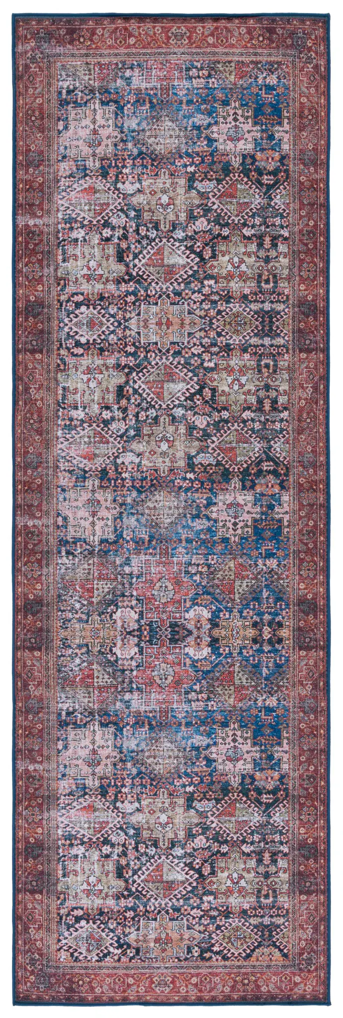 Tucson Distressed Geometric Bordered Washable Rug