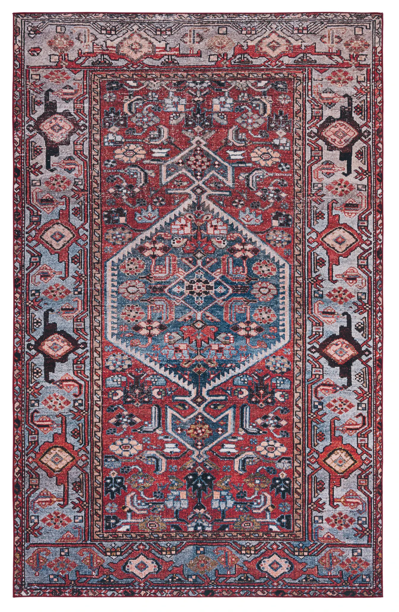 Tucson Tribal Diamond Medallion Washable Rug