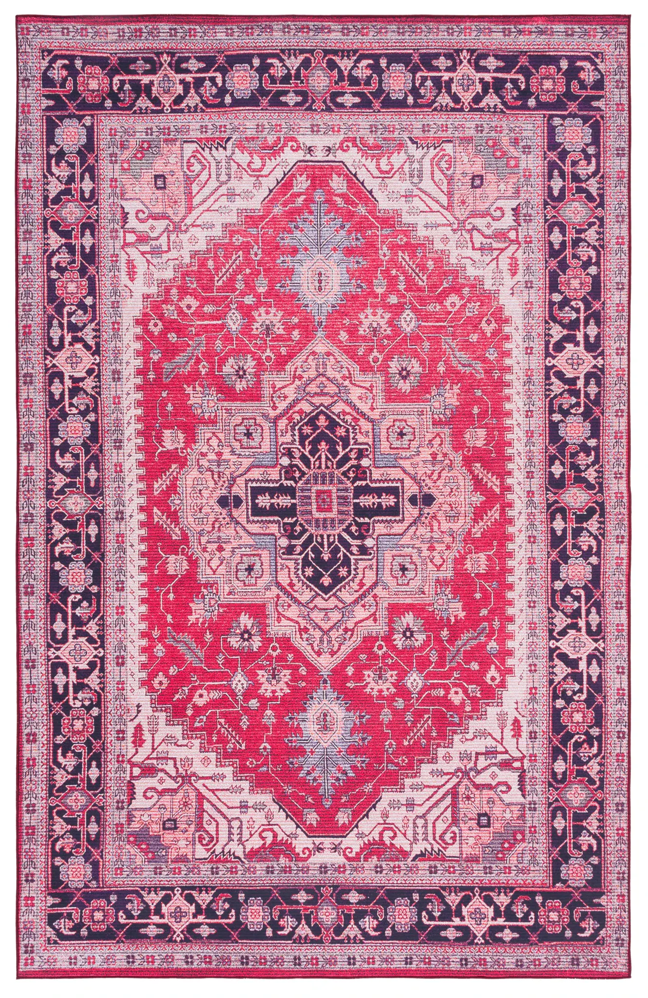 Tucson Geometric Medallion Border Washable Rug