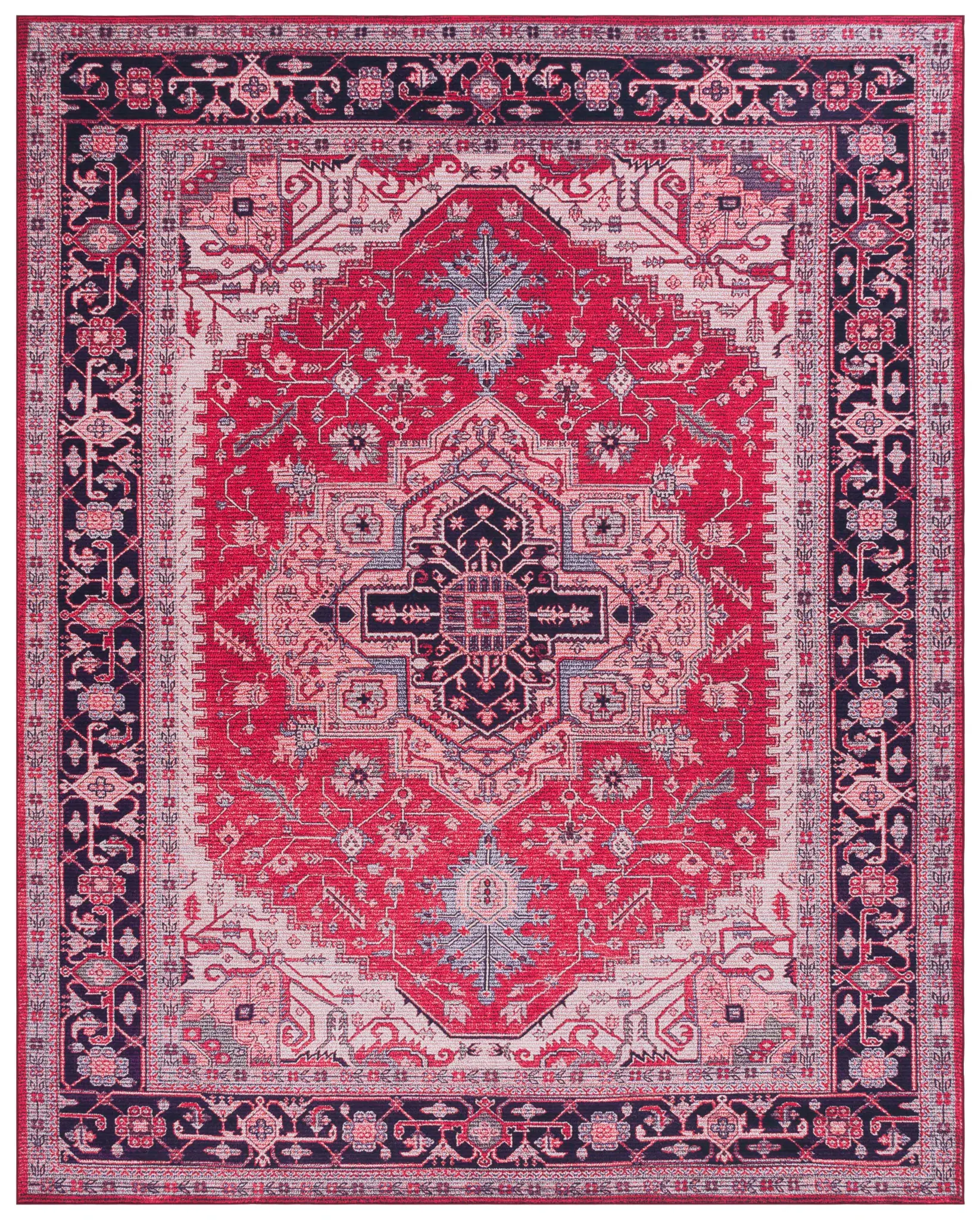 Tucson Geometric Medallion Border Washable Rug