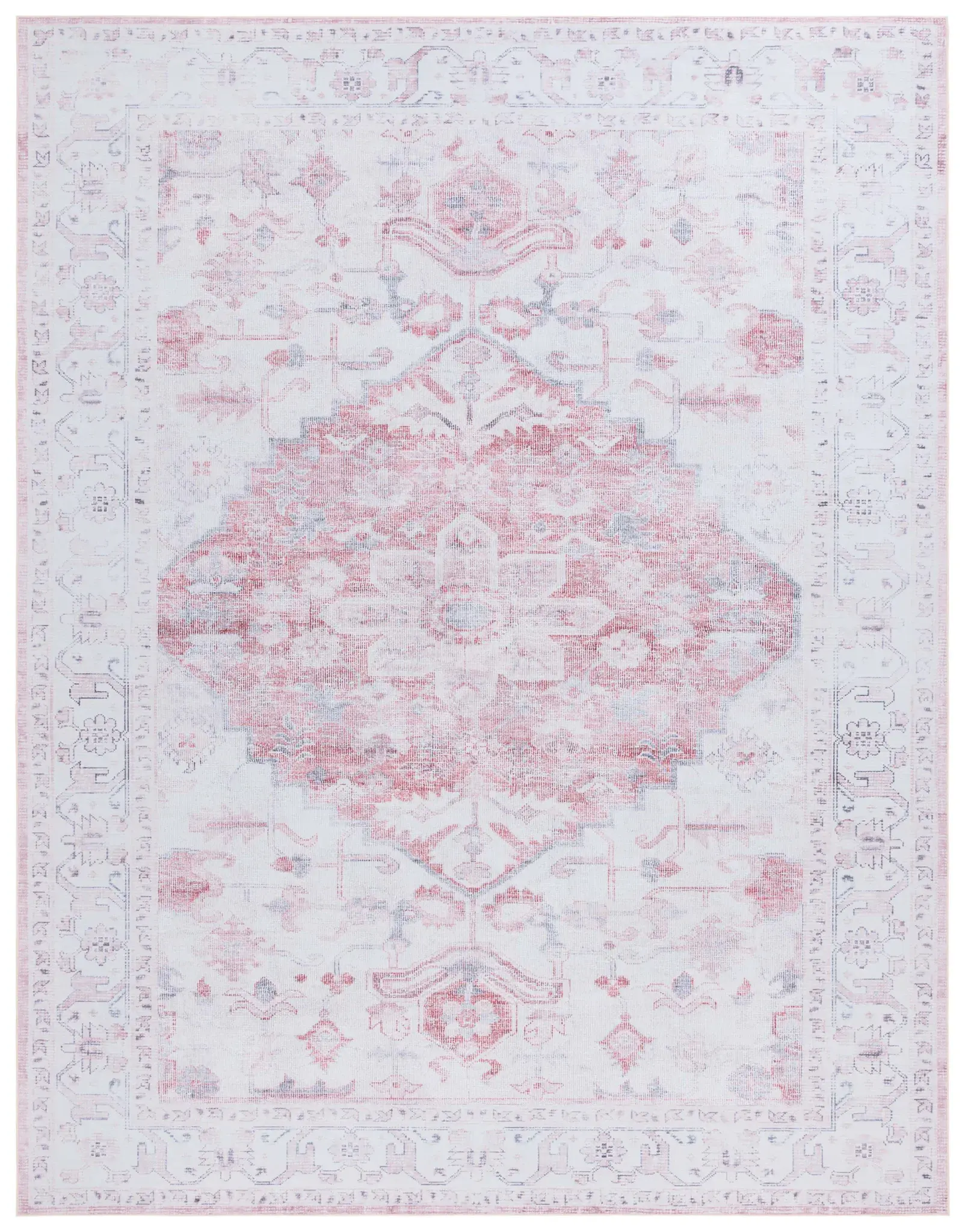 Tucson Faded Stepped Medallion Washable Rug