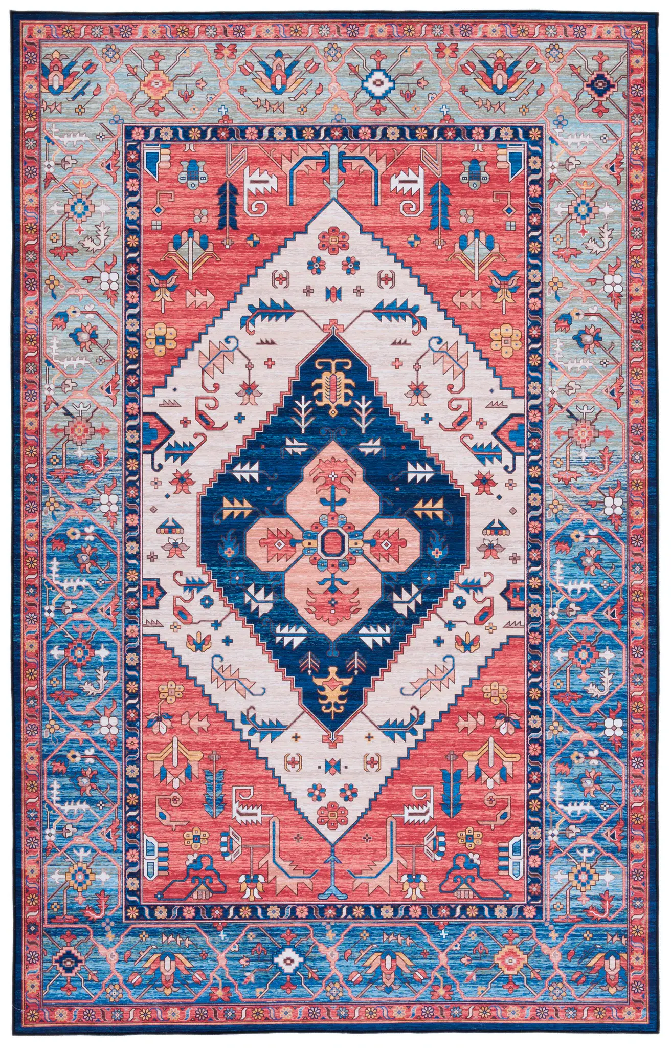 Tucson Diamond Medallion Washable Rug