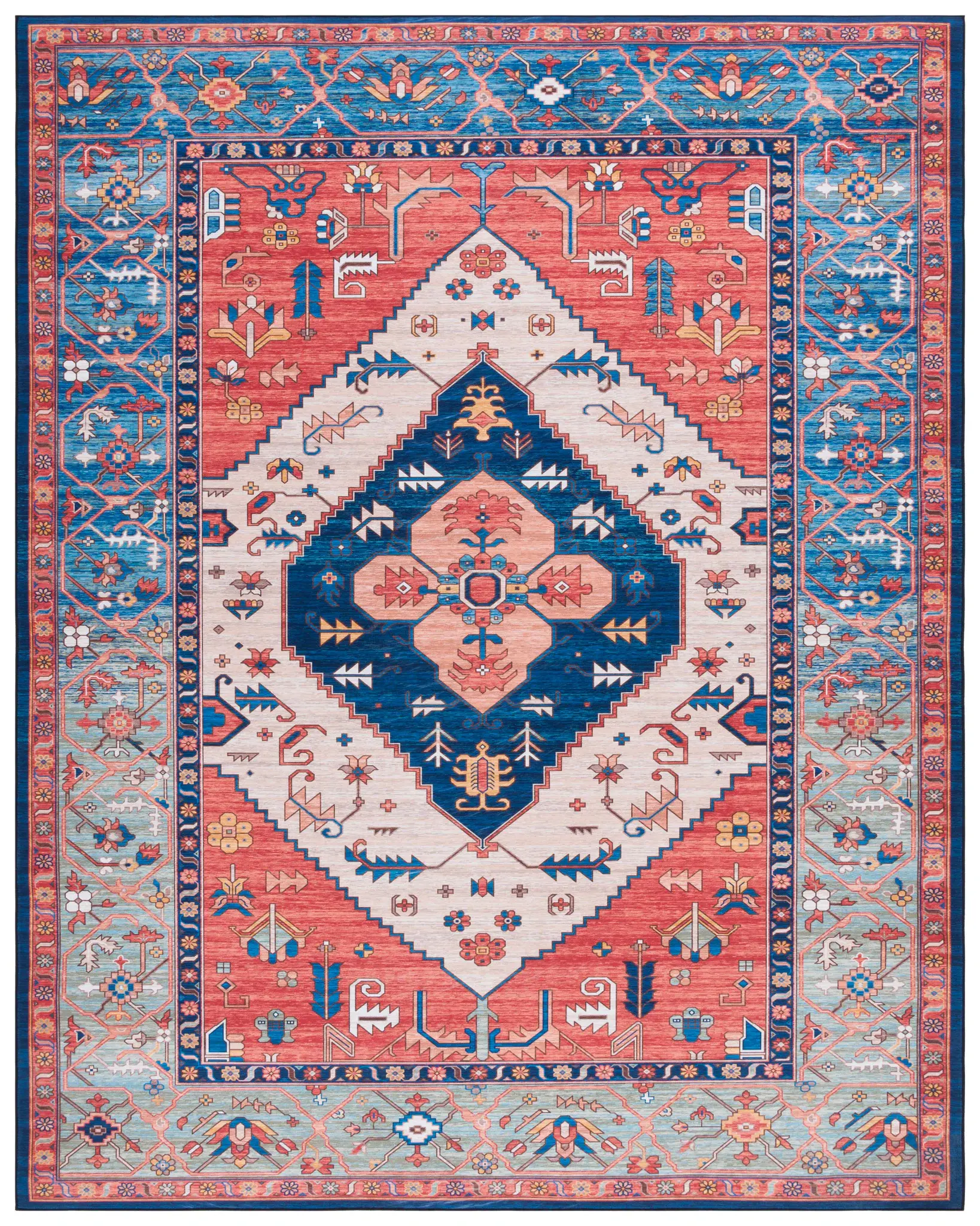 Tucson Diamond Medallion Washable Rug