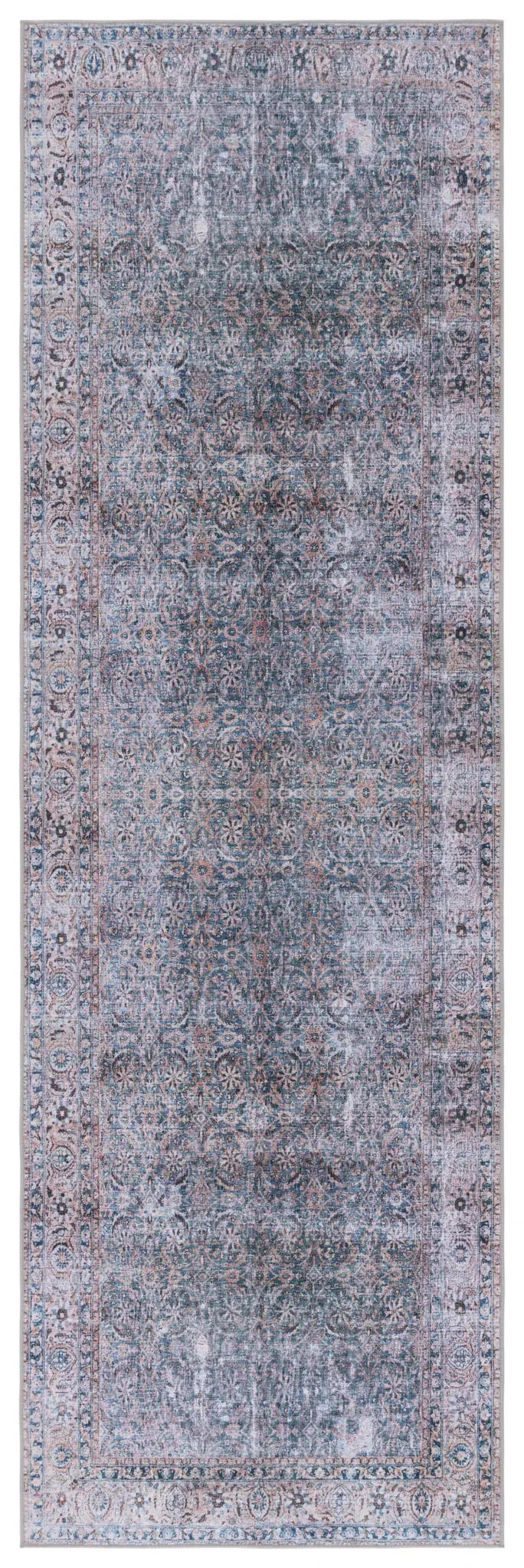 Tucson Distressed Floral Trellis Washable Rug
