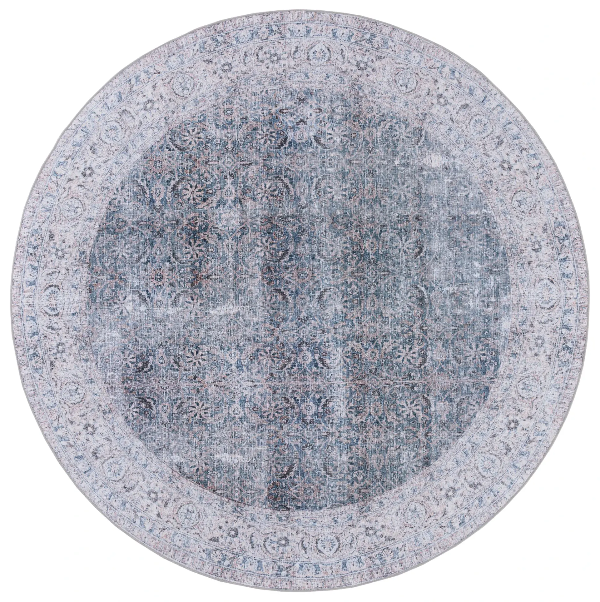 Tucson Distressed Floral Trellis Washable Rug