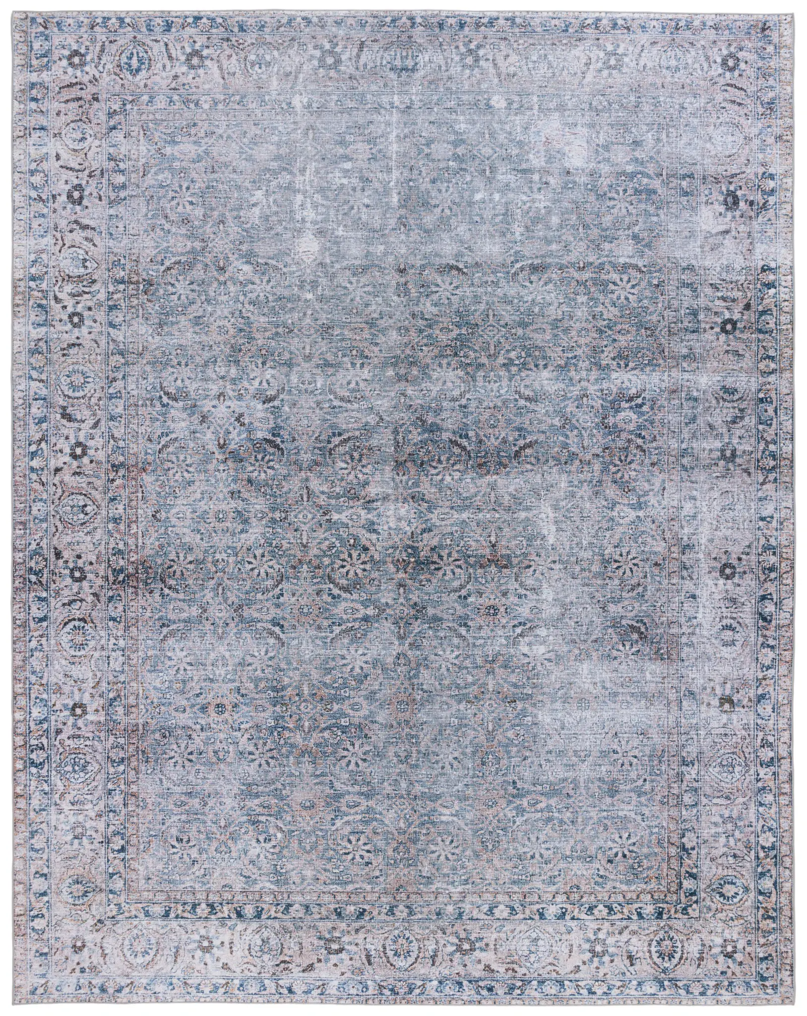 Tucson Distressed Floral Trellis Washable Rug
