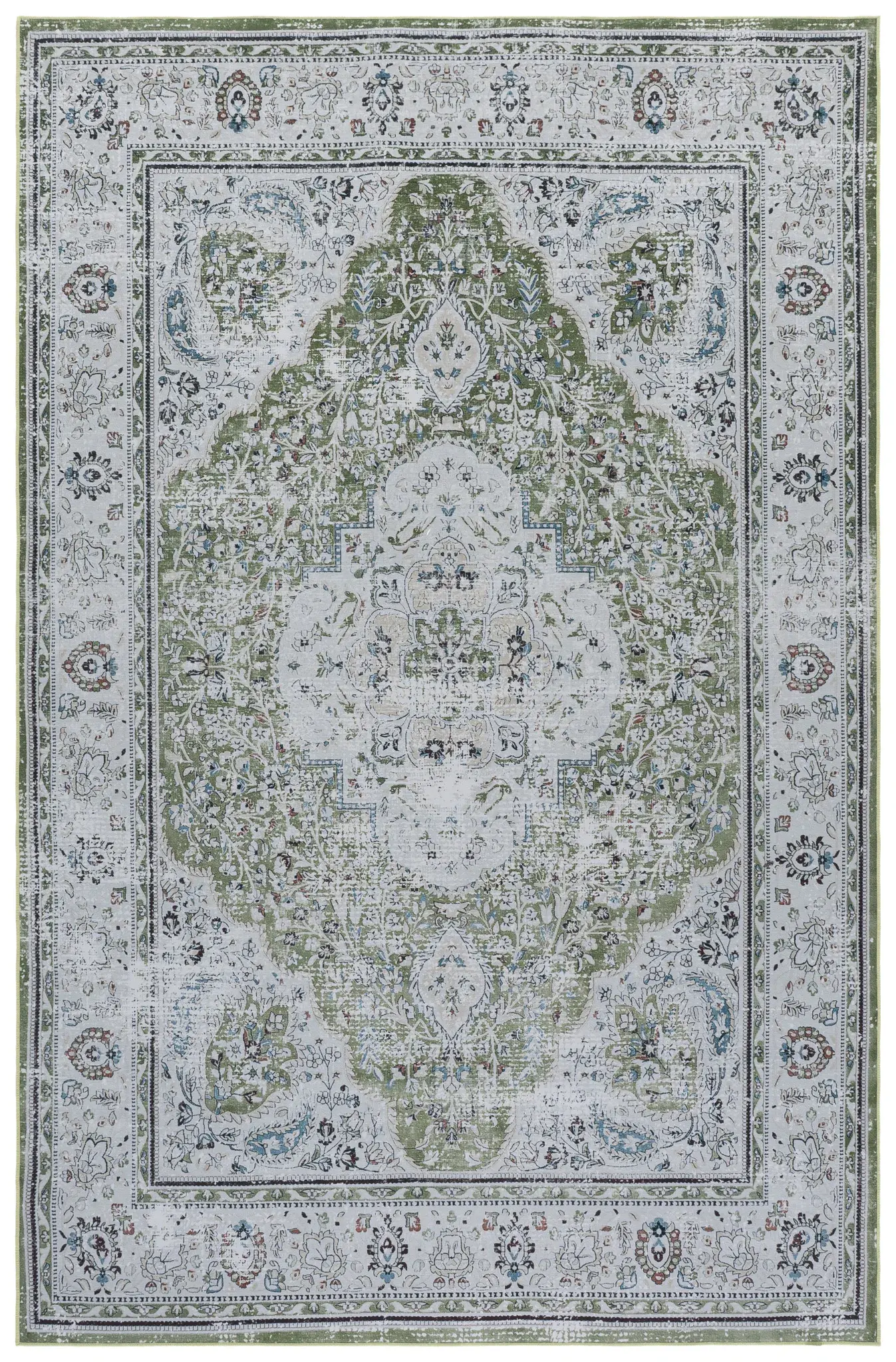 Tucson Distressed Arabesque Medallion Washable Rug