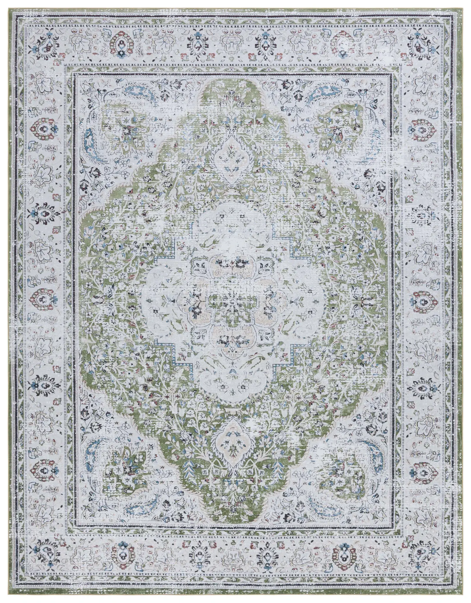 Tucson Distressed Arabesque Medallion Washable Rug