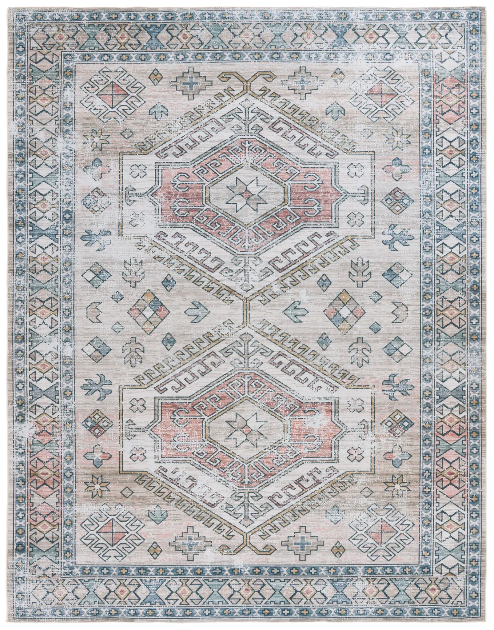 Tucson Double Medallion Washable Rug