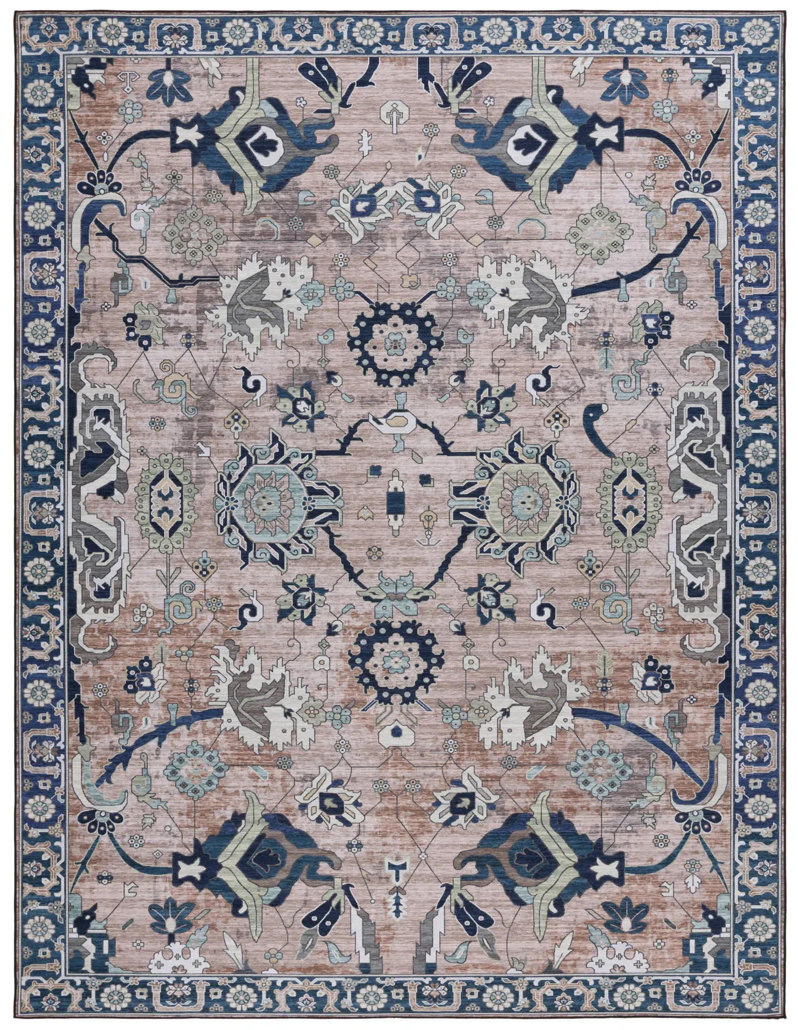 Tucson Tribal Floral Washable Rug