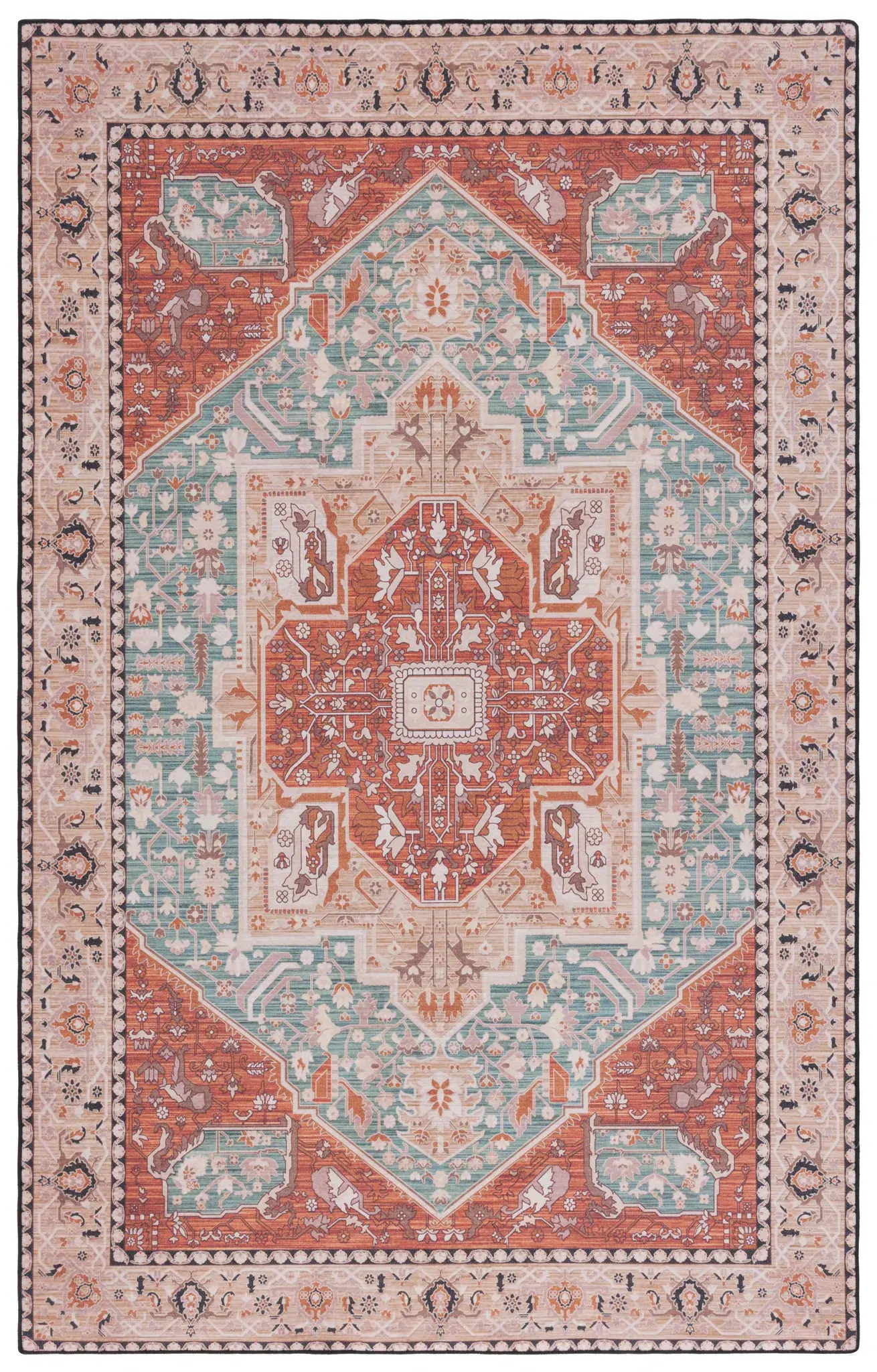 Tucson Geometric Hexagon Medallion Washable Rug