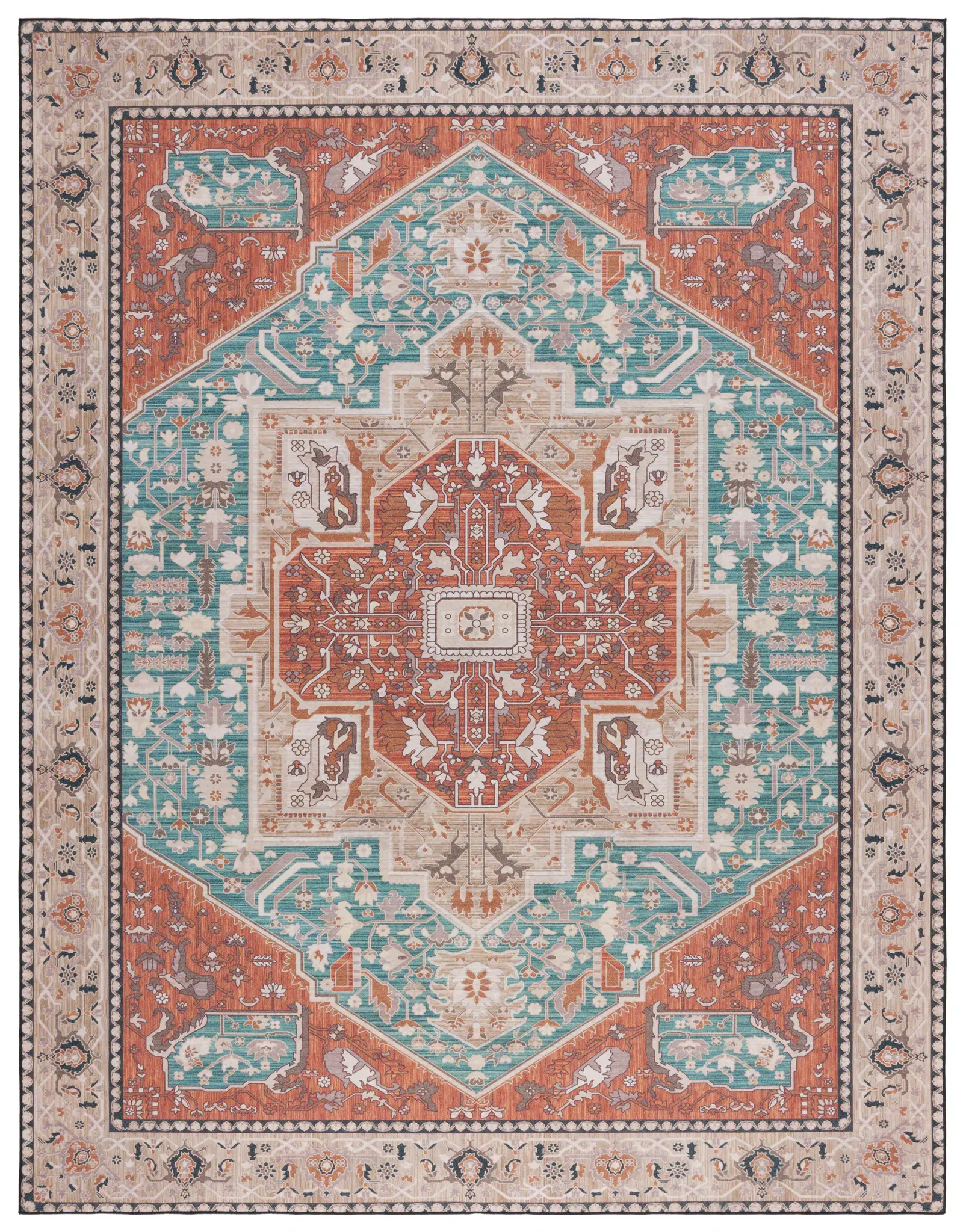 Tucson Geometric Hexagon Medallion Washable Rug