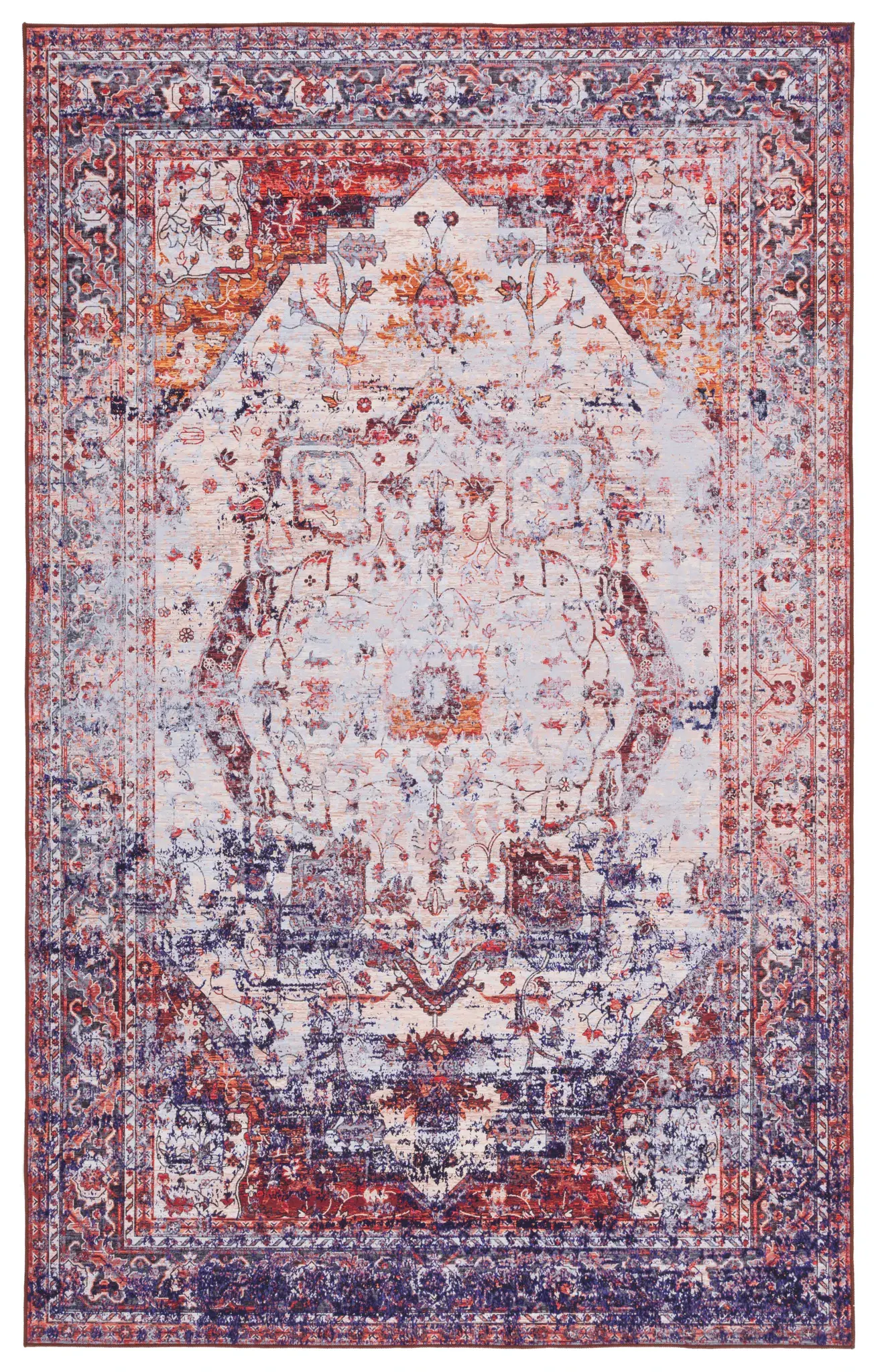 Tucson Distressed Framed Medallion Washable Rug