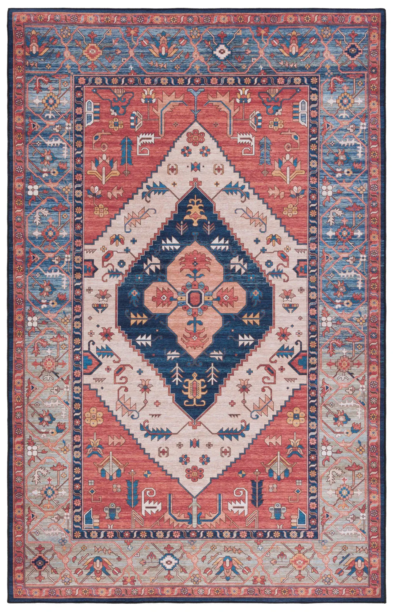 Tucson Diamond Medallion Washable Rug