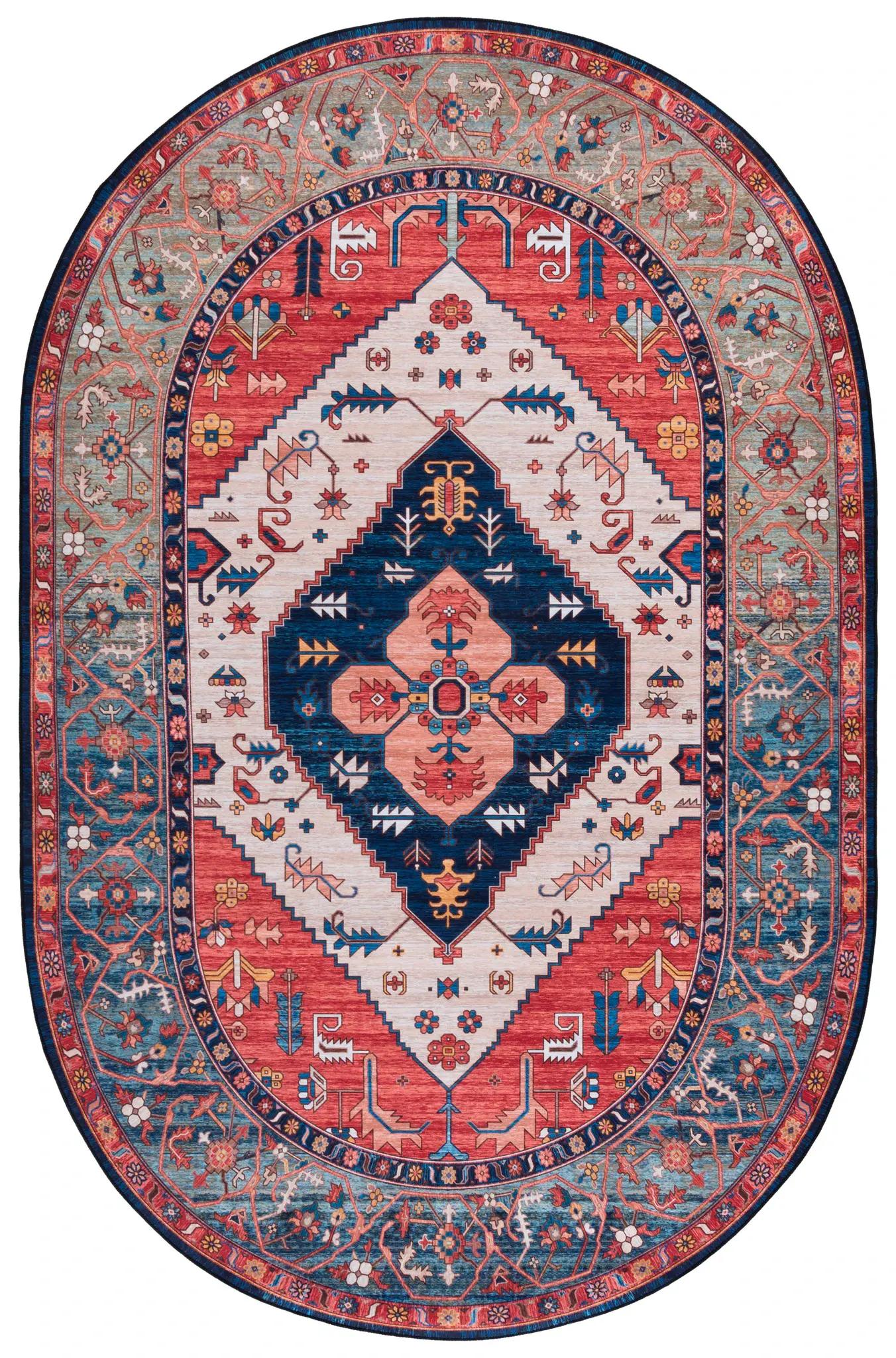 Tucson Diamond Medallion Washable Rug