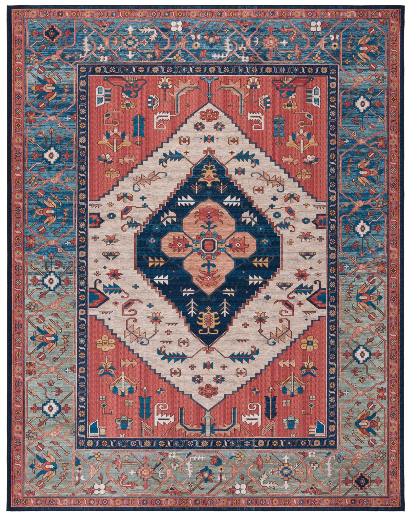 Tucson Diamond Medallion Washable Rug