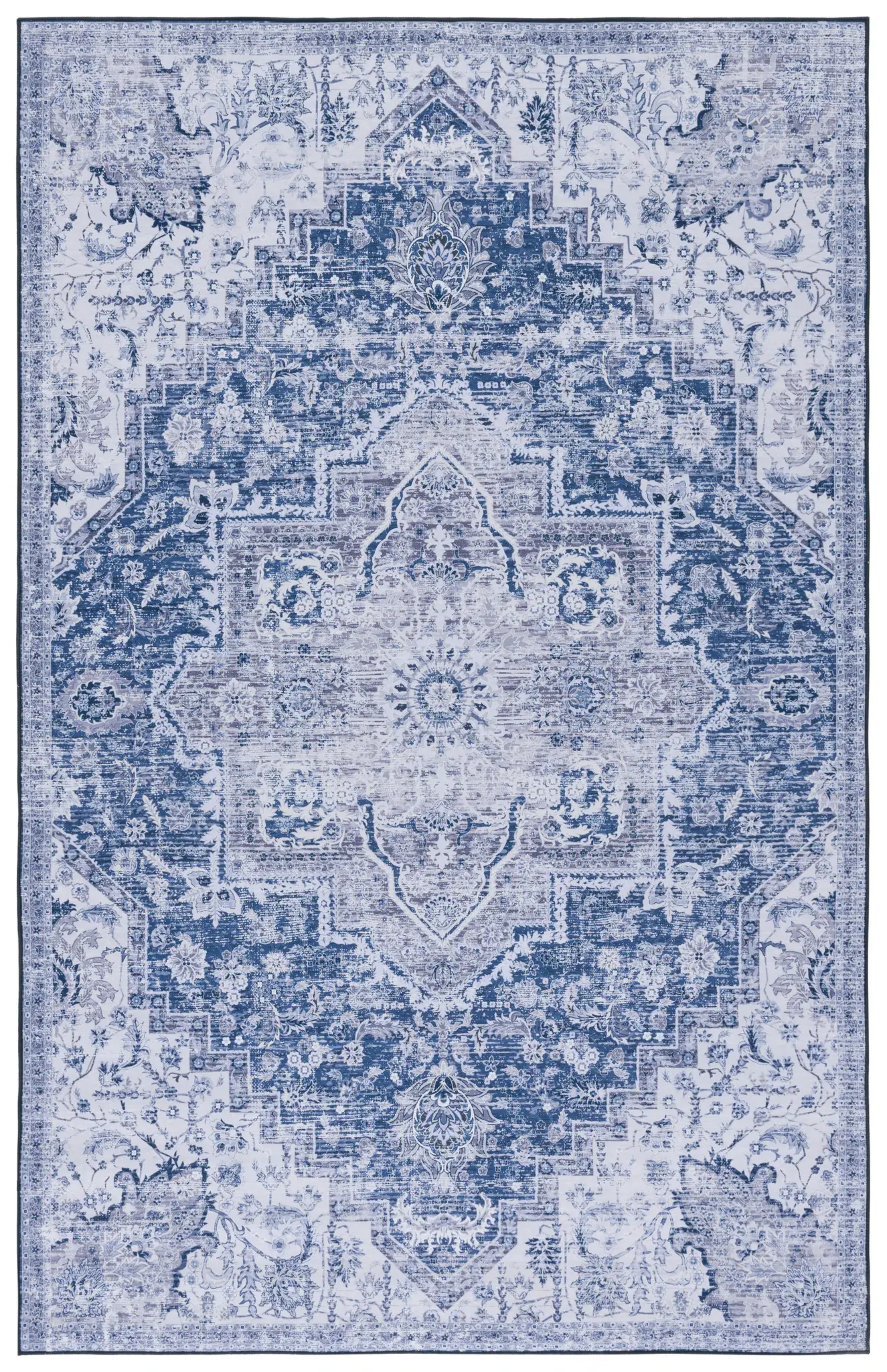 Tucson Open Field Floral Medallion Washable Rug