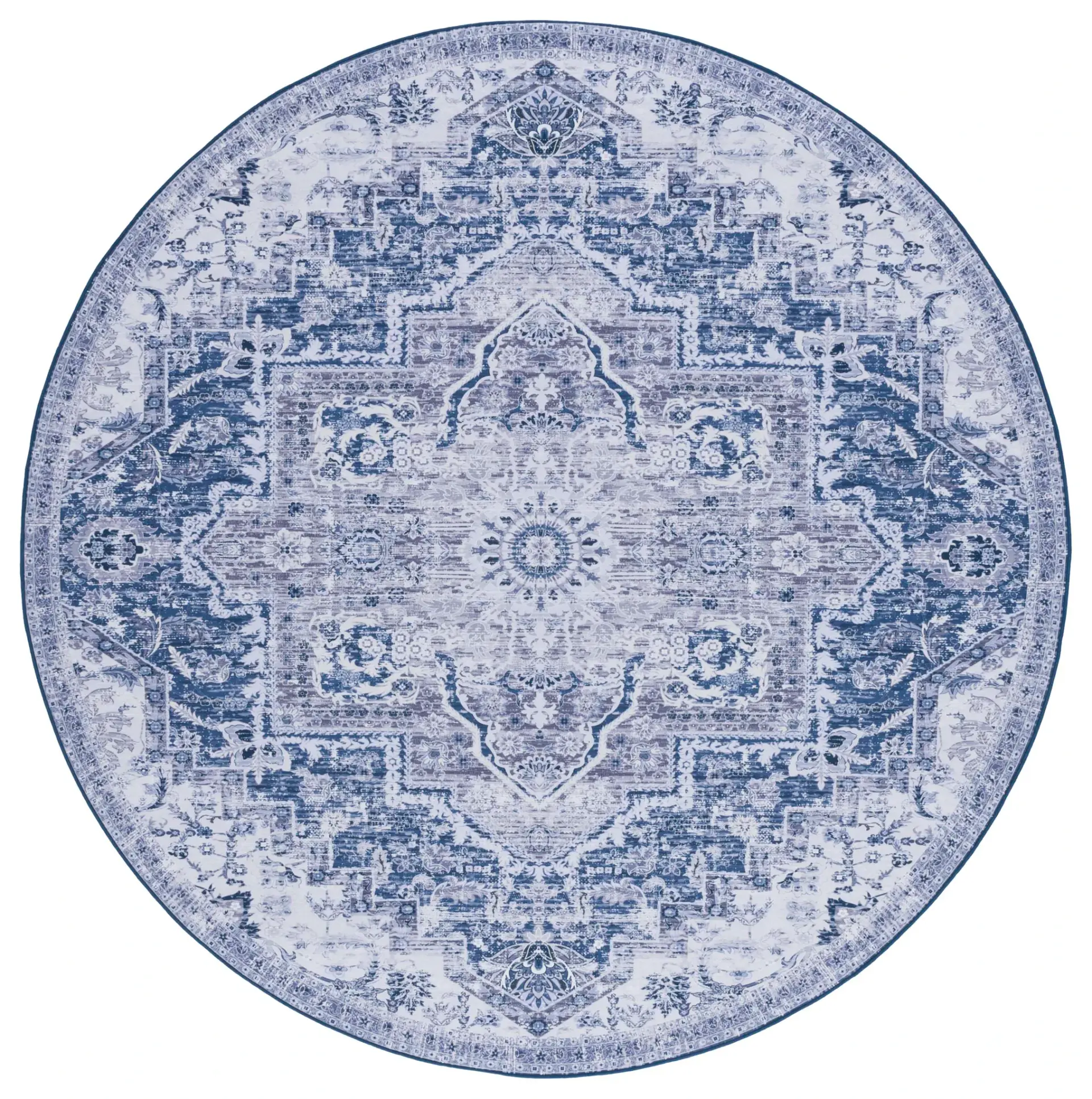 Tucson Open Field Floral Medallion Washable Rug