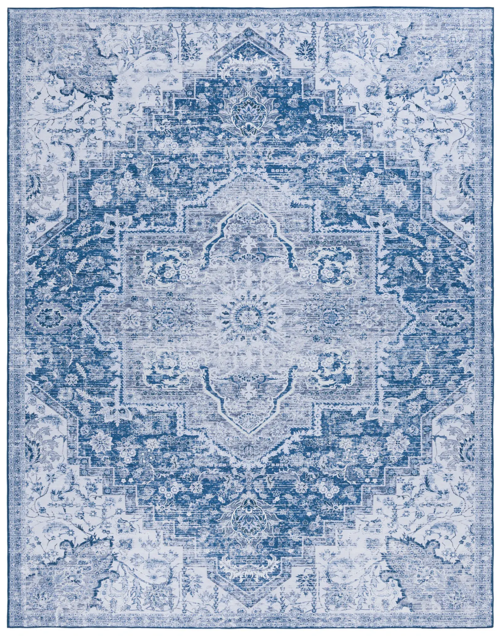 Tucson Open Field Floral Medallion Washable Rug
