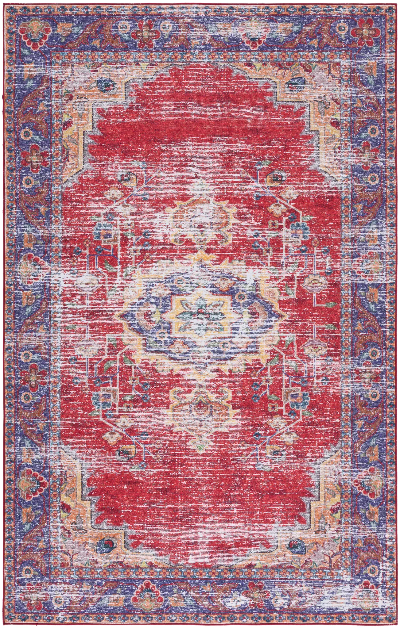 Tucson Southwestern Blossom Medallion Washable Rug