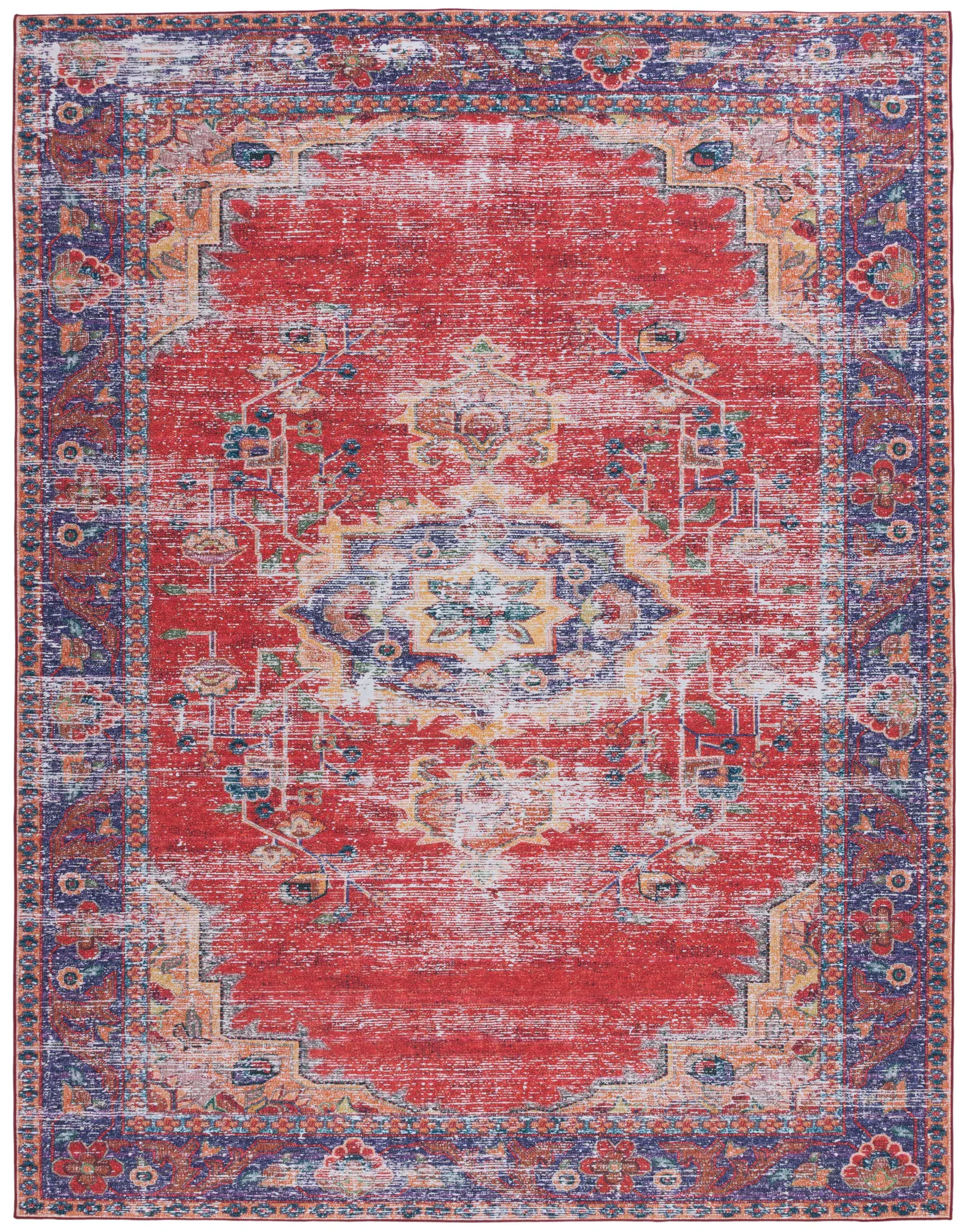 Tucson Southwestern Blossom Medallion Washable Rug